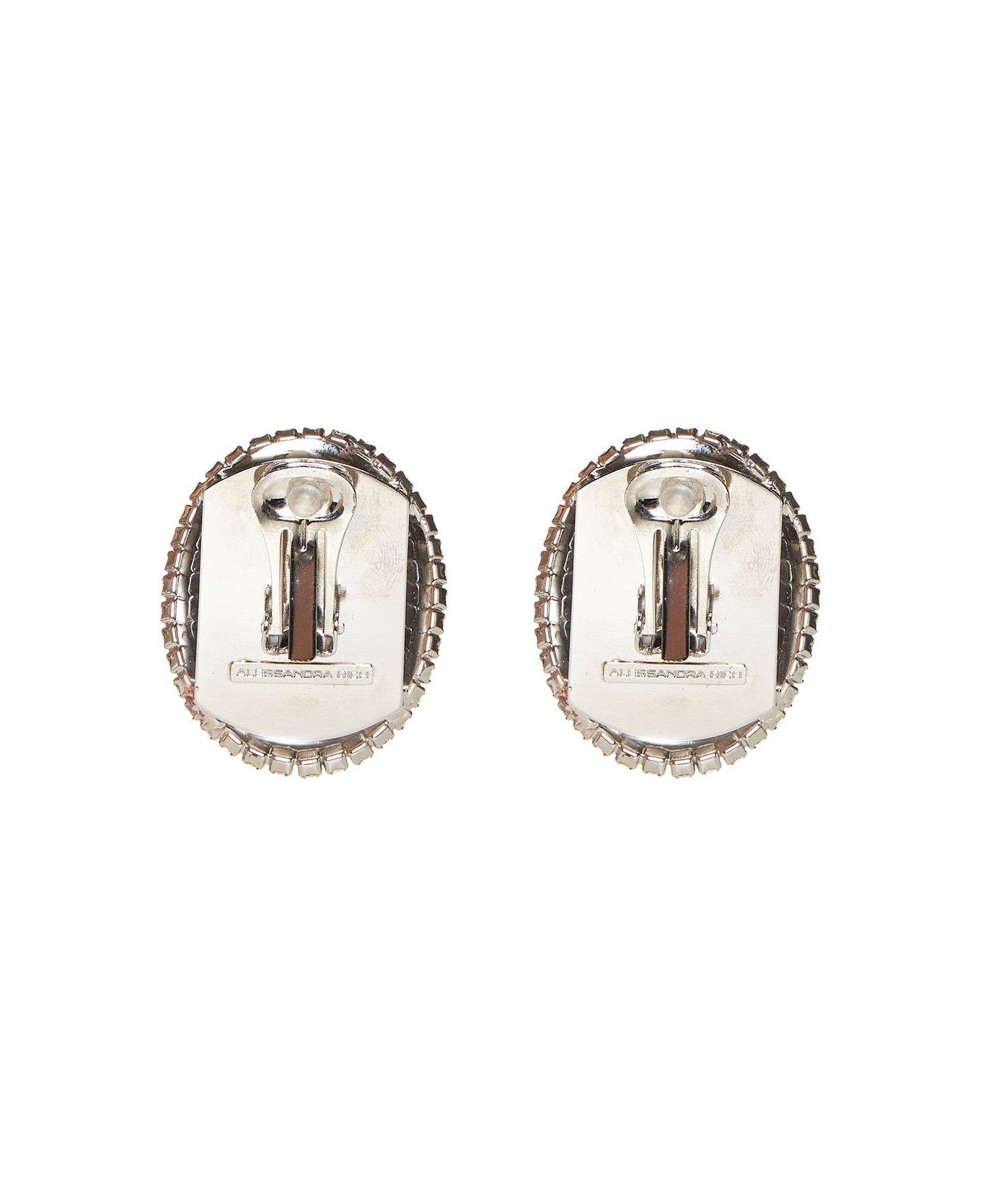 Alessandra Rich Embellished Clip-on Earrings - Silver