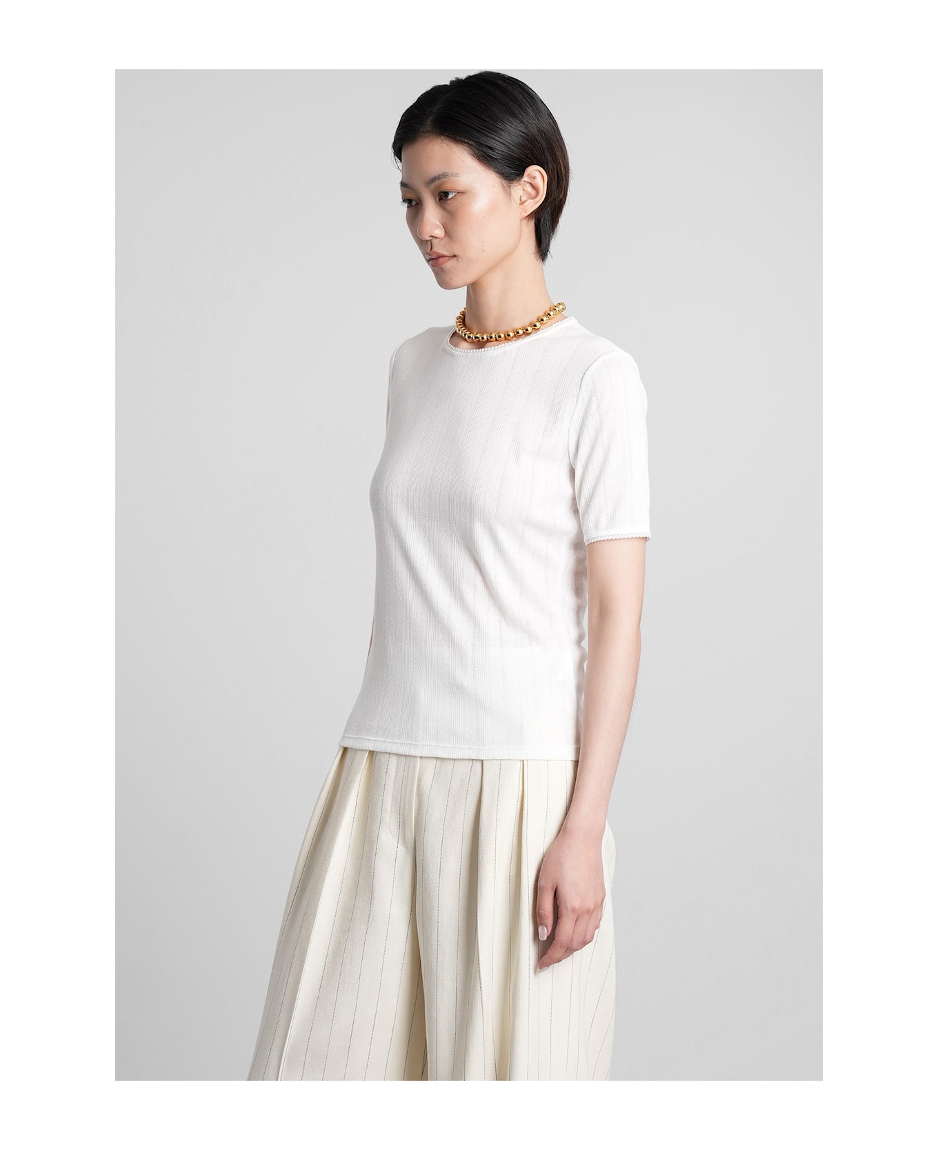 Anine Bing Pia T-shirt In White Polyester - white