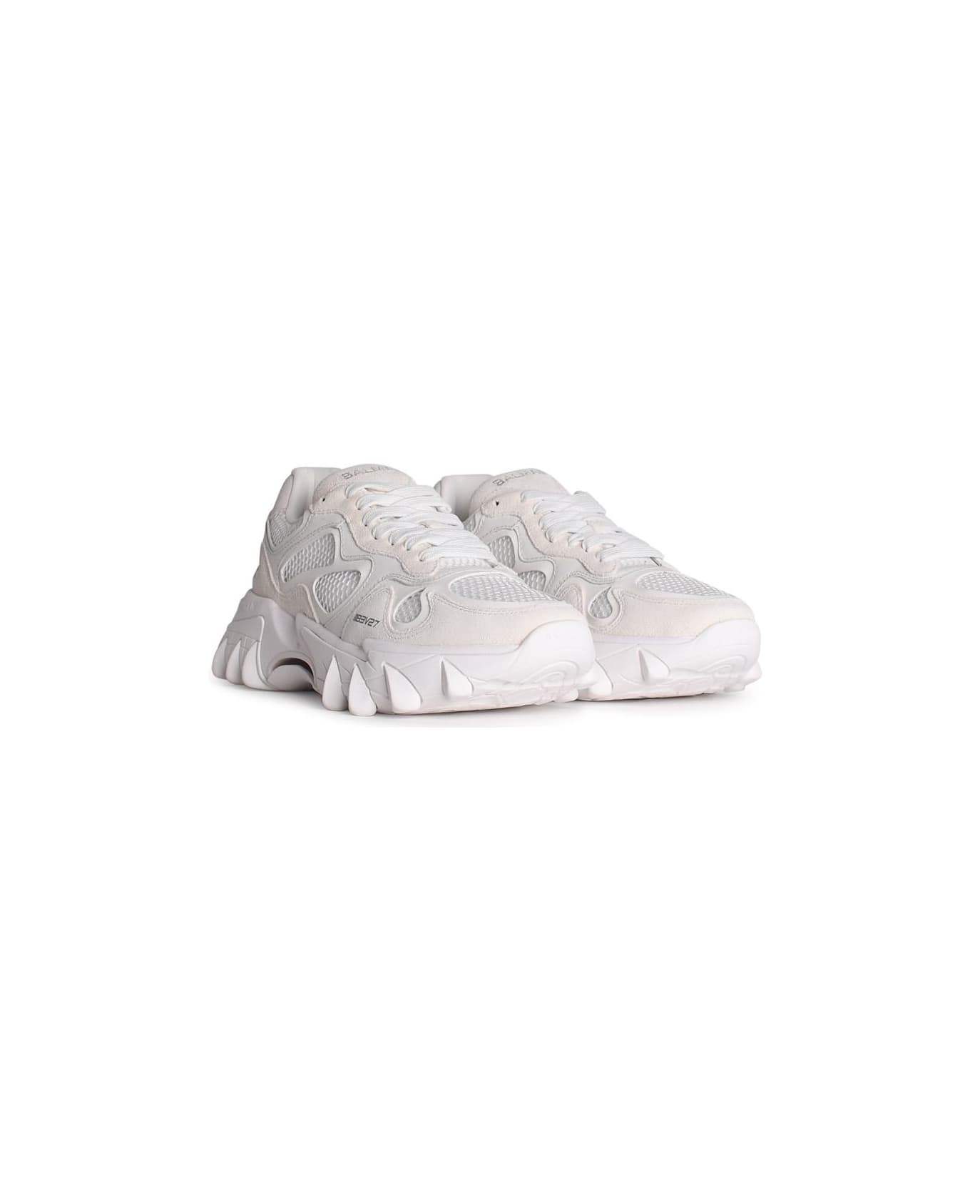 Balmain 
b-east
 White Leather Blend Sneakers - White