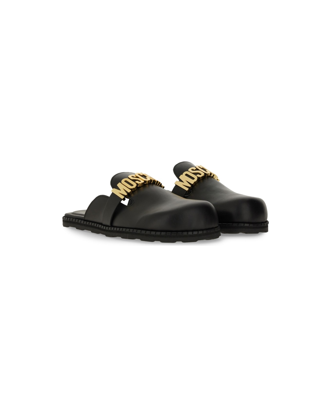 Moschino Sandal With Logo - BLACK