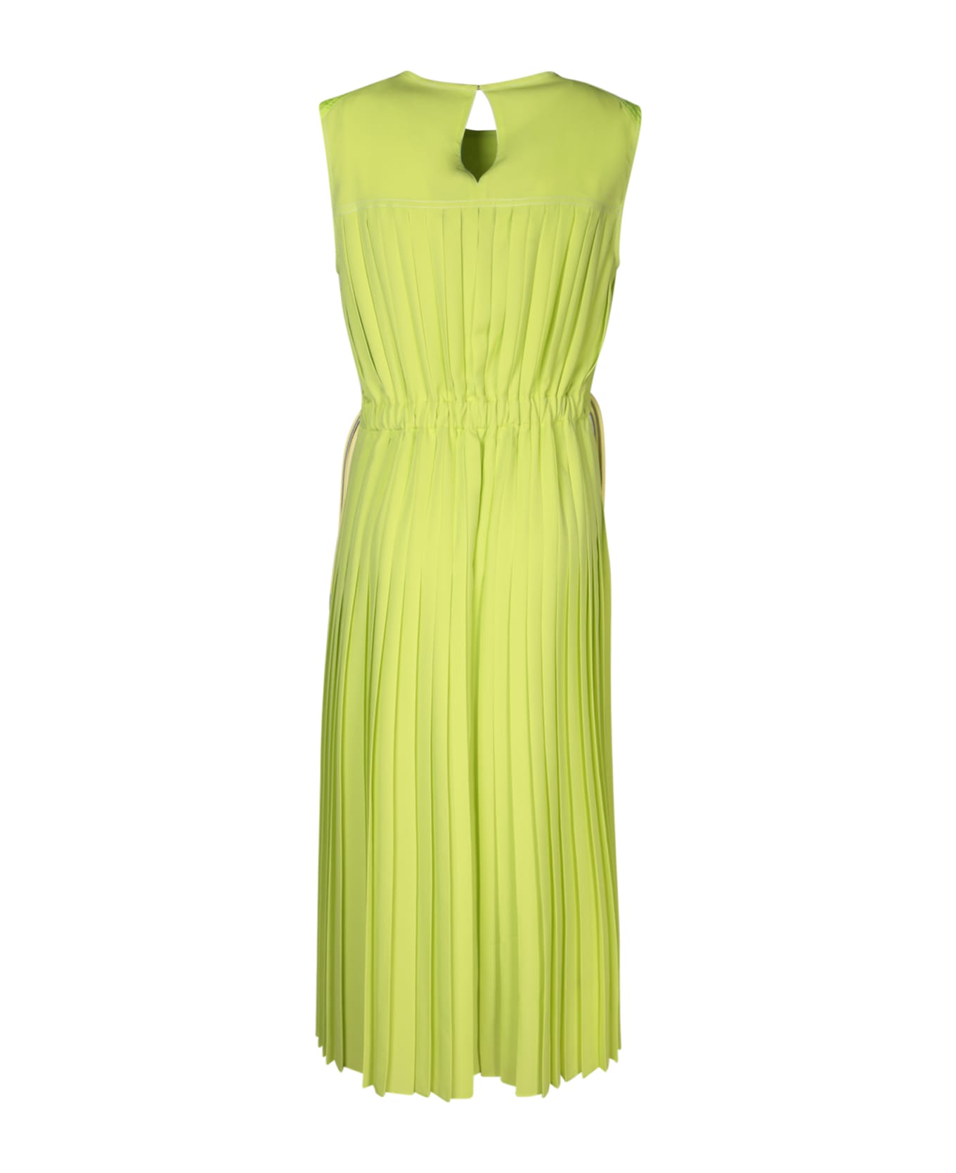 Moncler Lime Crepe De Chine Dress - Green