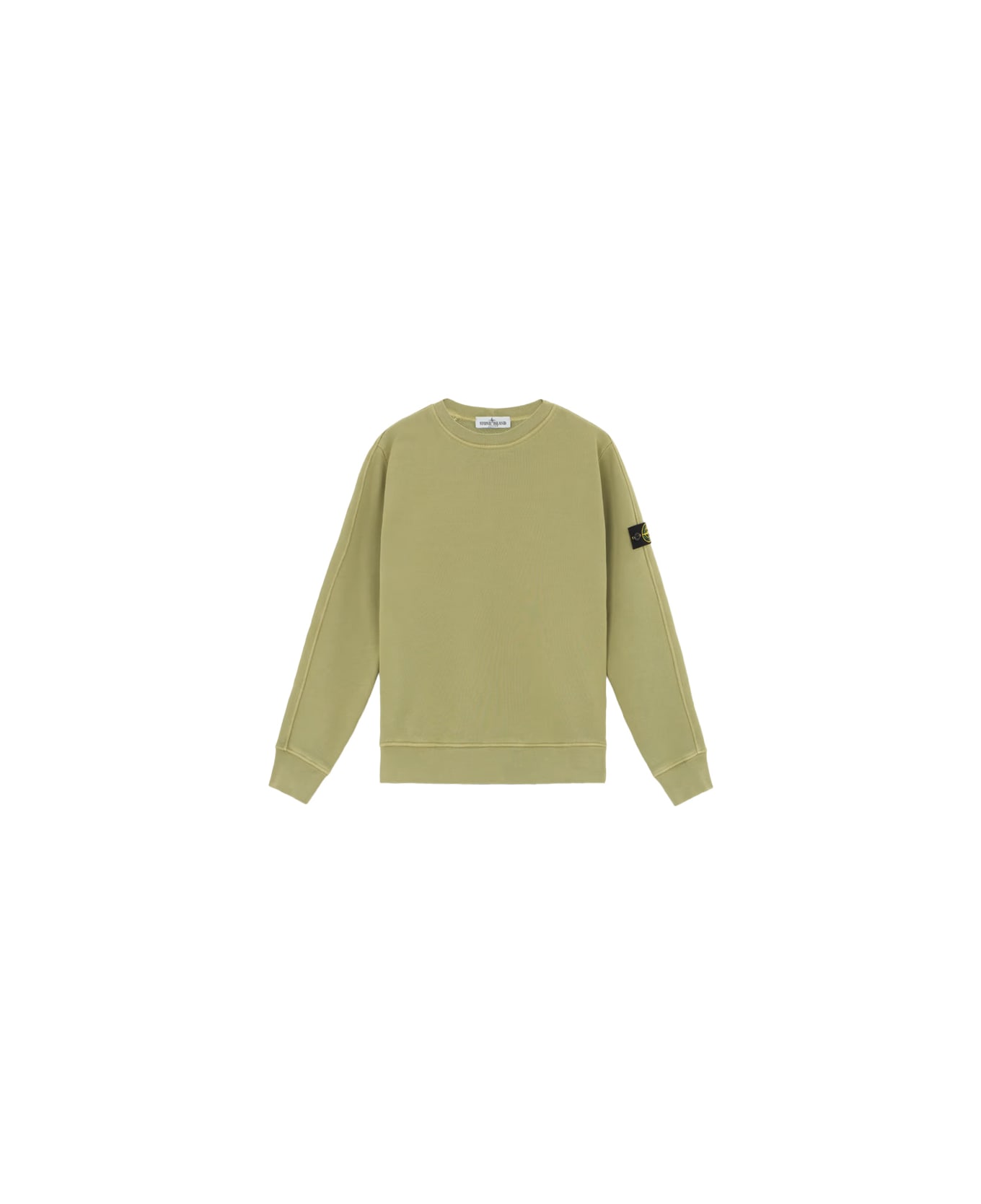 Stone Island Sage Green Diagonal Organic Cotton Sweatshirt With Old Effect - Green