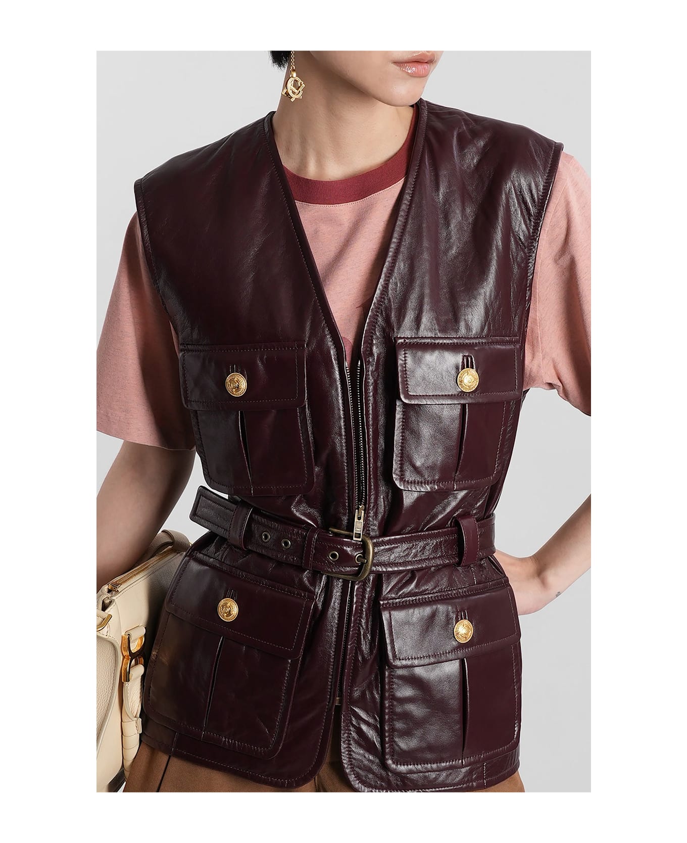 Chloé Vest In Brown Leather - brown