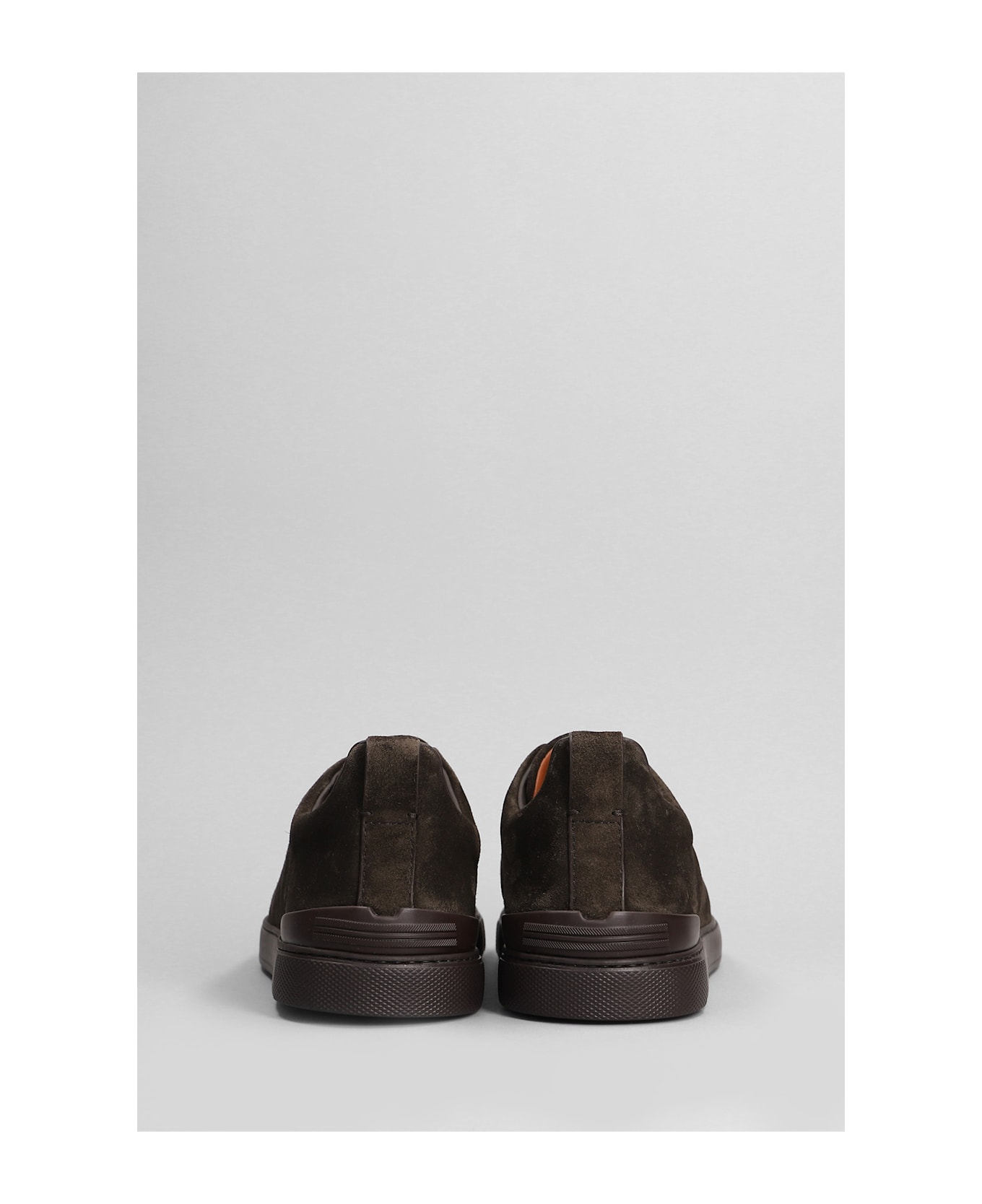 Zegna Triple Stich Sneakers In Brown Suede - brown