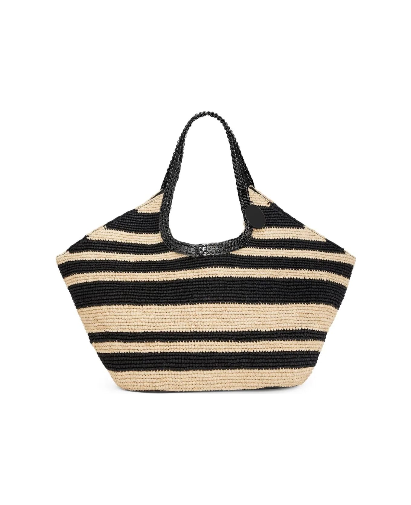Paco Rabanne Striped Raffia Tote Bag With 1969 Discs Details - Brown