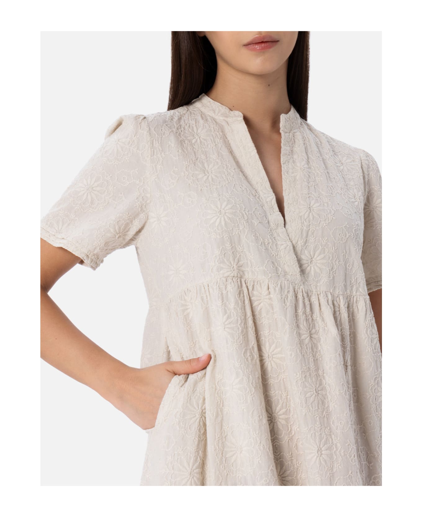 MC2 Saint Barth Woman Sangallo Lace Cotton Short Dress Siara - WHITE ワンピース＆ドレス