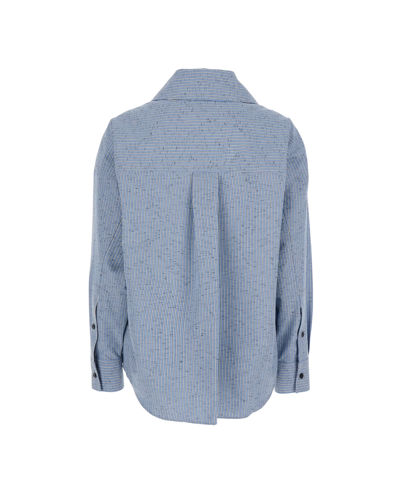 Bottega Veneta Cotton And Linen Stripe Shirt - Blu