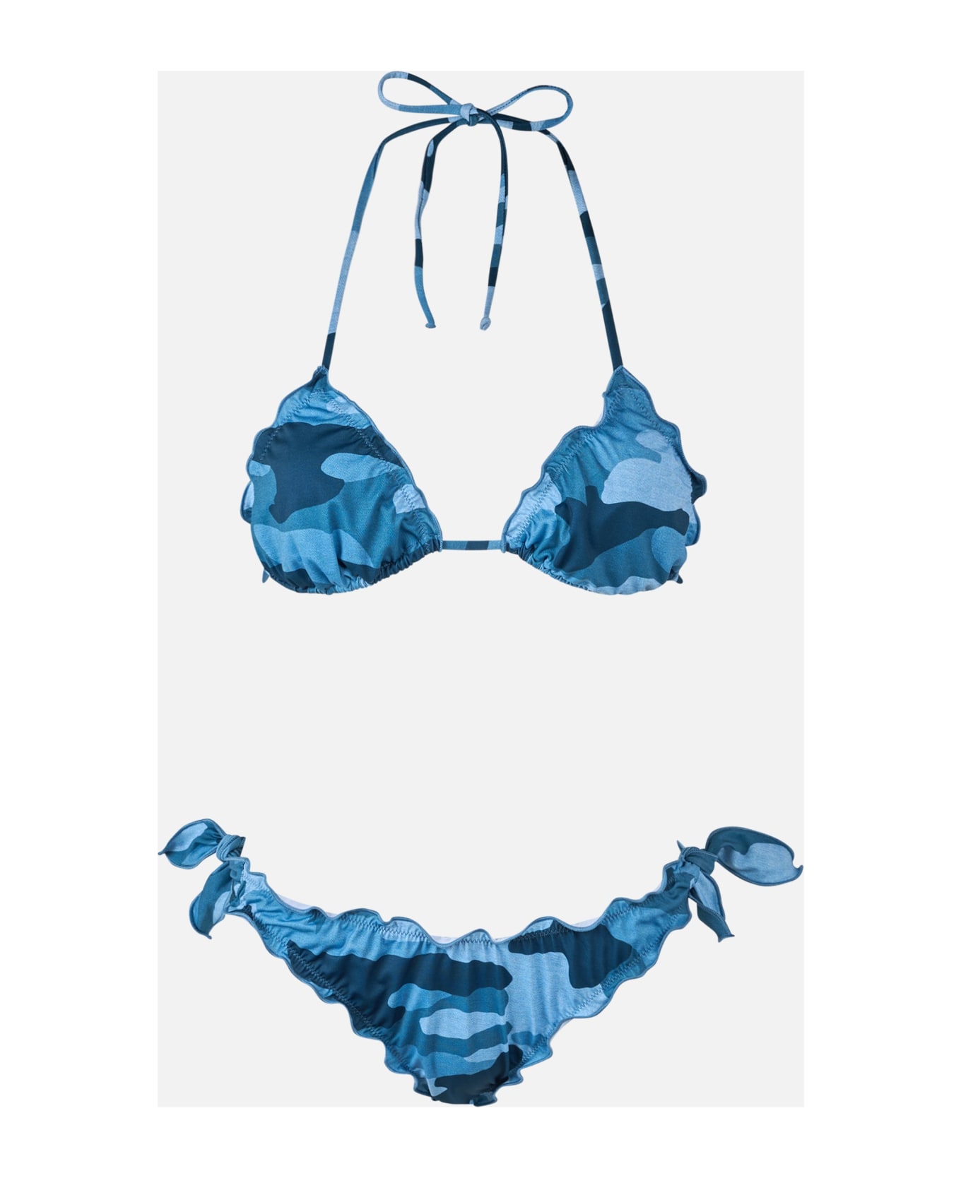 MC2 Saint Barth Woman Denim Camouflage Triangle Classic Bikini Sarius - SKY