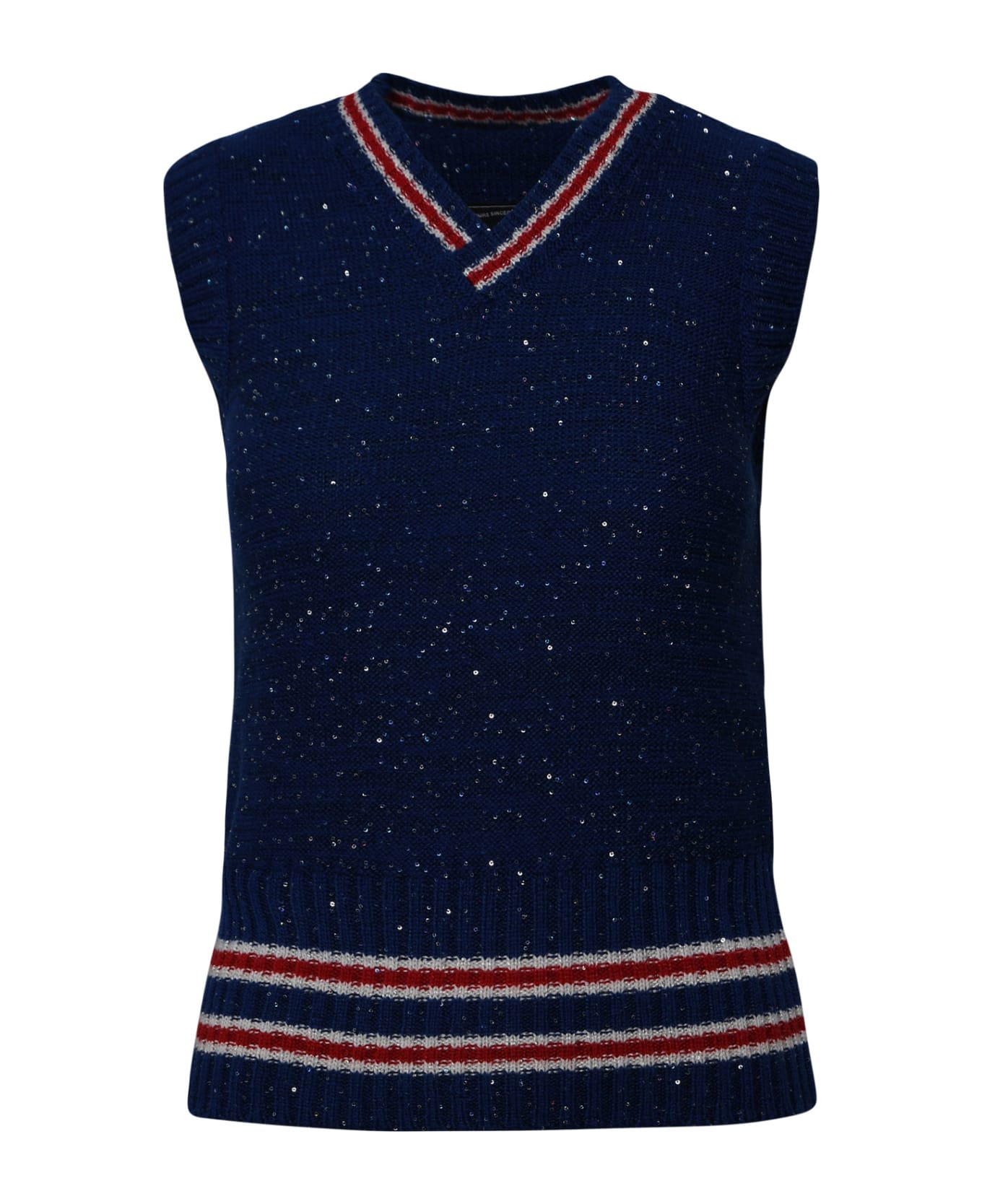 MSGM Blue Wool Blend Varsity Sweater - Blue