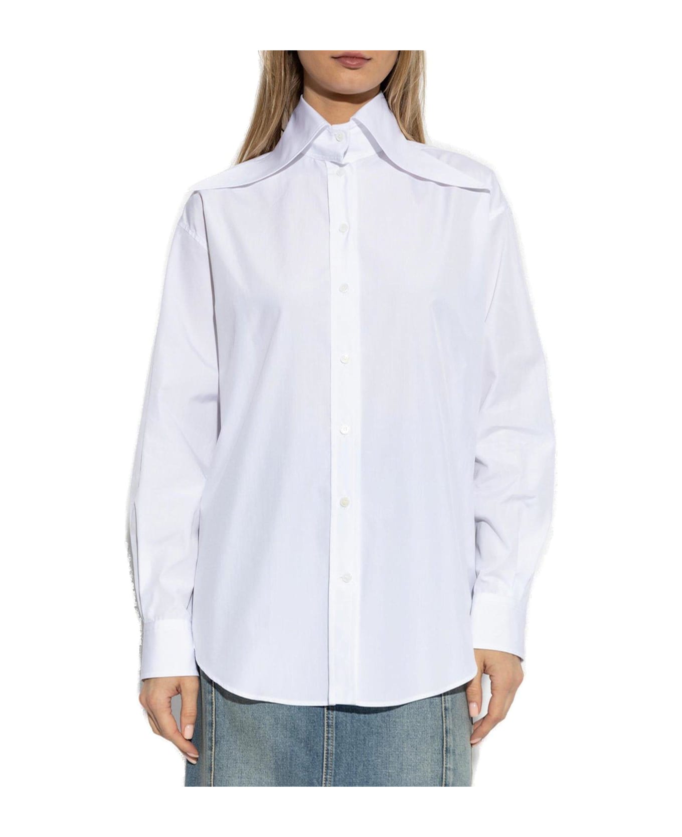Alexander McQueen Long Sleeved Buttoned Poplin Shirt - OPTICALWHITE