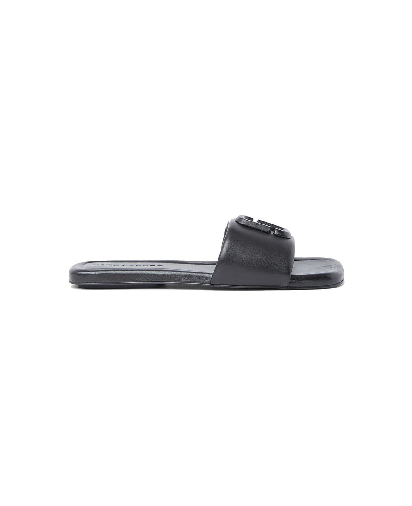 Marc Jacobs Logo Plaque Square-toe Sandals - BLACK サンダル