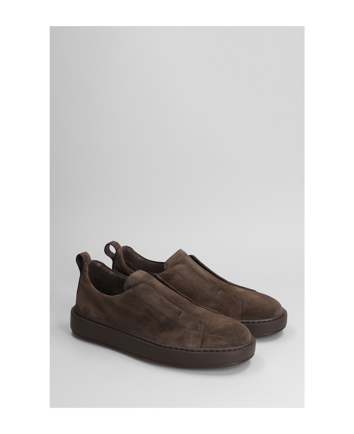 Santoni Victory Sneakers In Brown Suede - brown