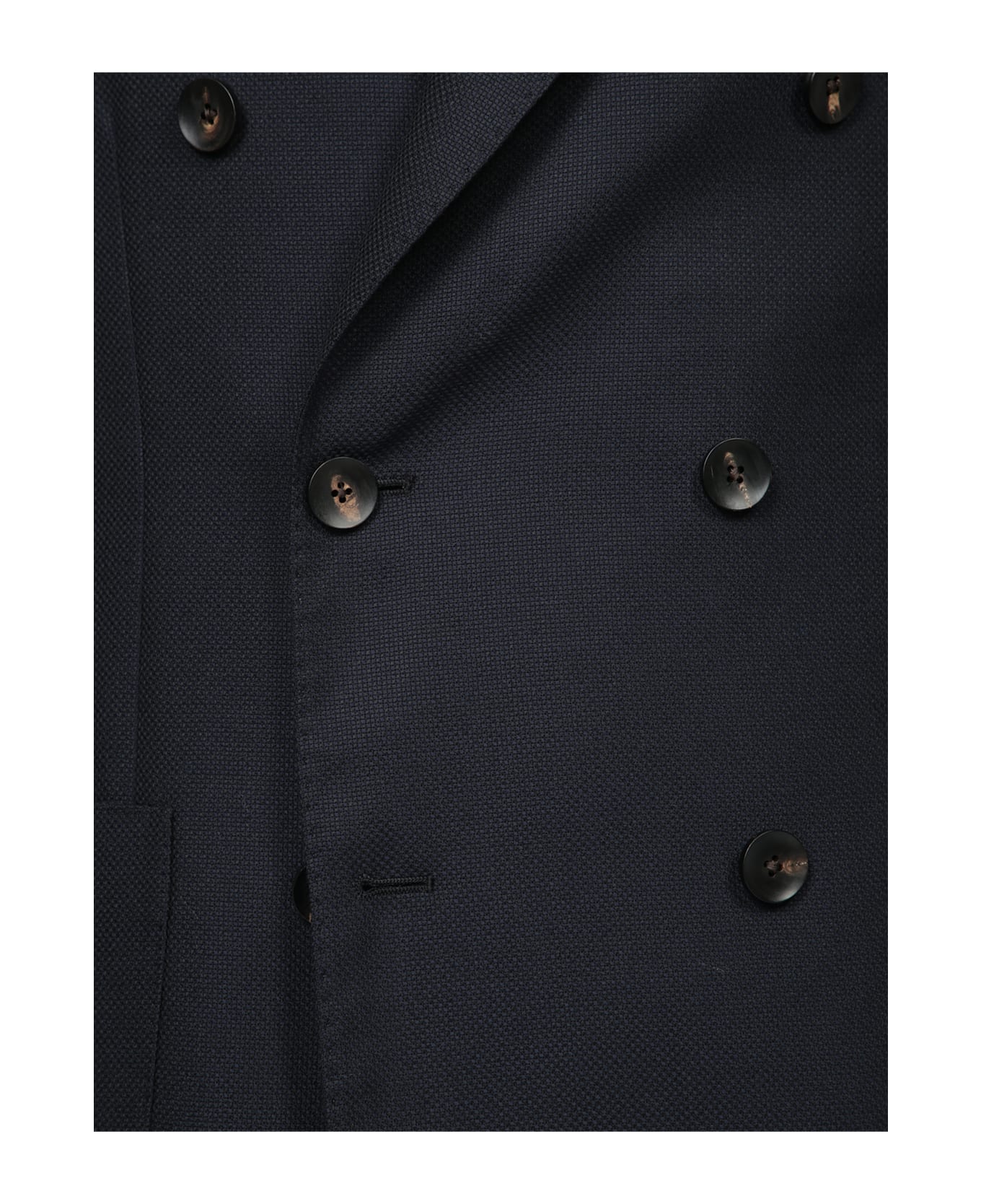 Lardini Double-breasted Wool Black Jacket - Black