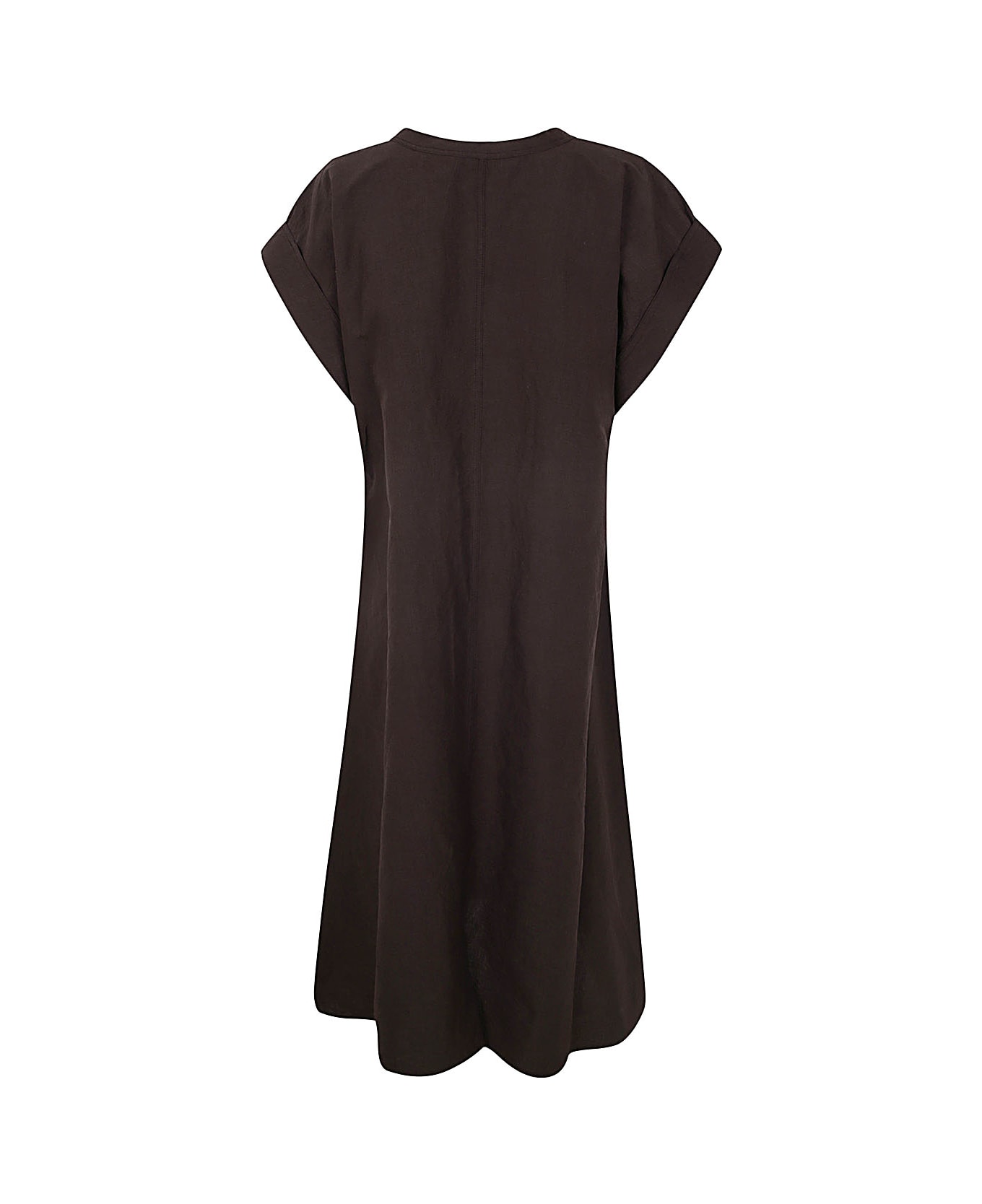 Sofie d'Hoore Long Dress With Pockets And Short Sleeves - Cacao