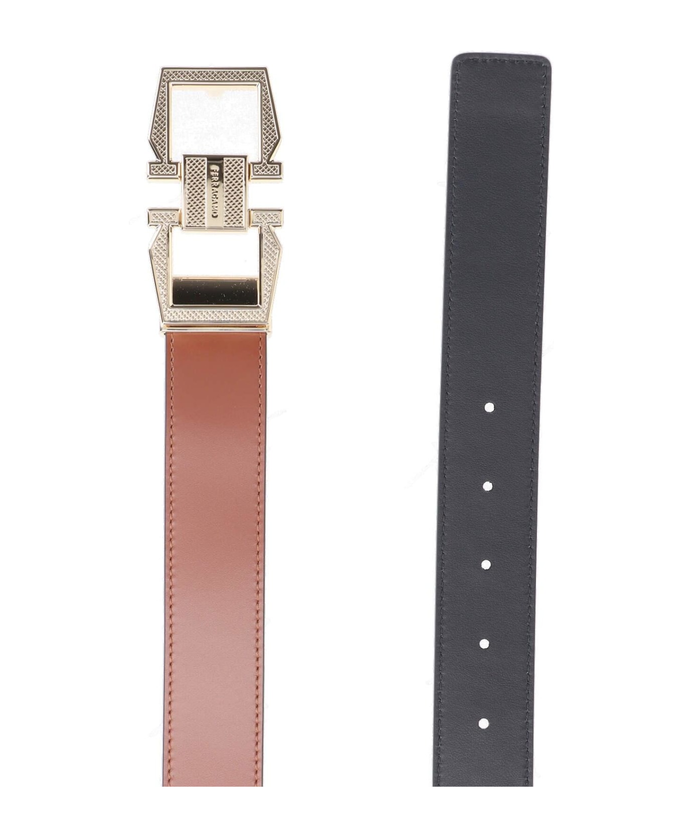 Ferragamo 'gancini' Square Reversible Belt - Brown ベルト