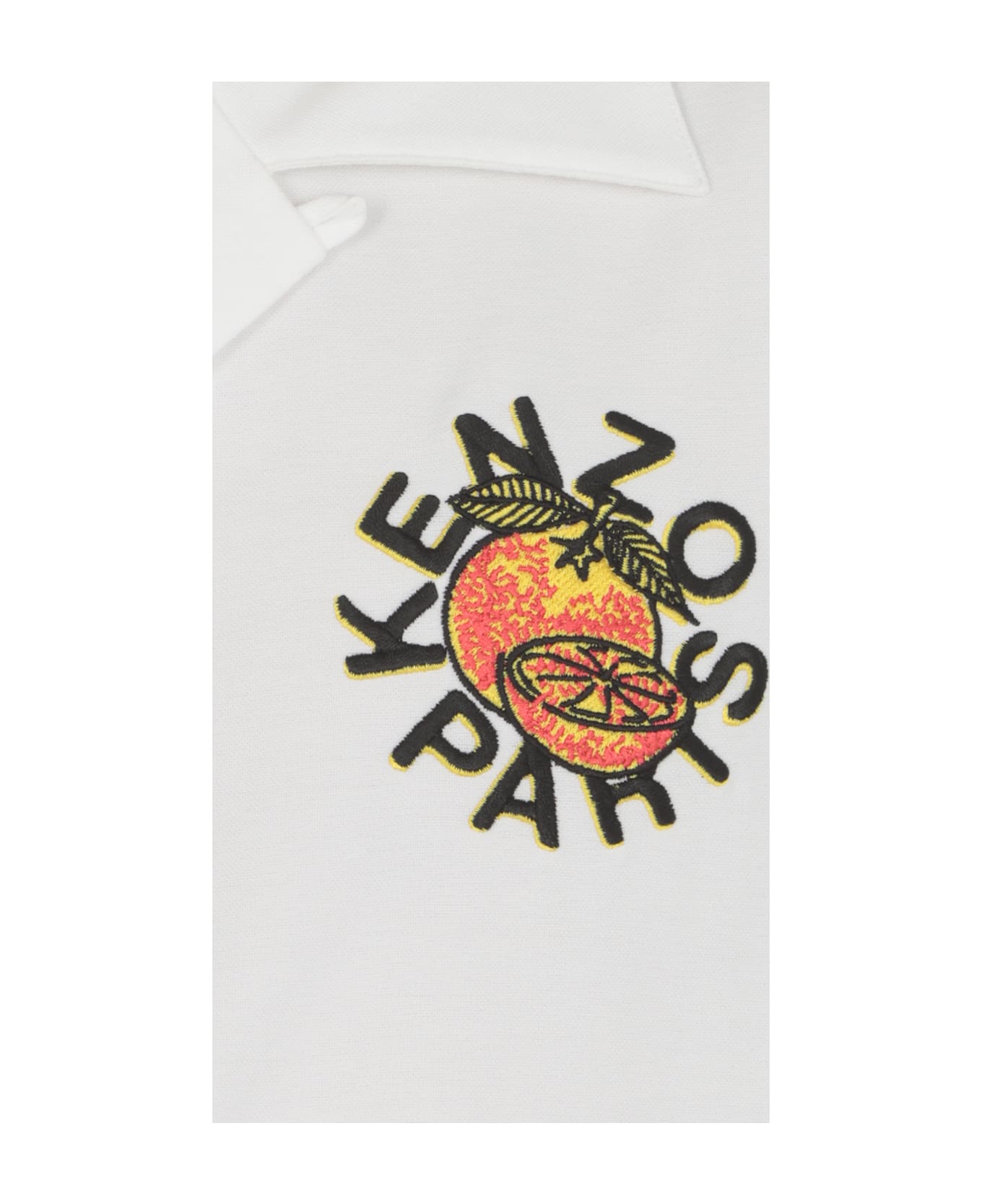 Kenzo Logo Patch Collared Short-sleeve Shirt - White