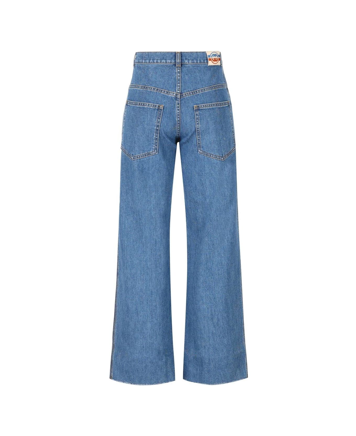 Gucci Logo Patch Flared Jeans - Blue ボトムス