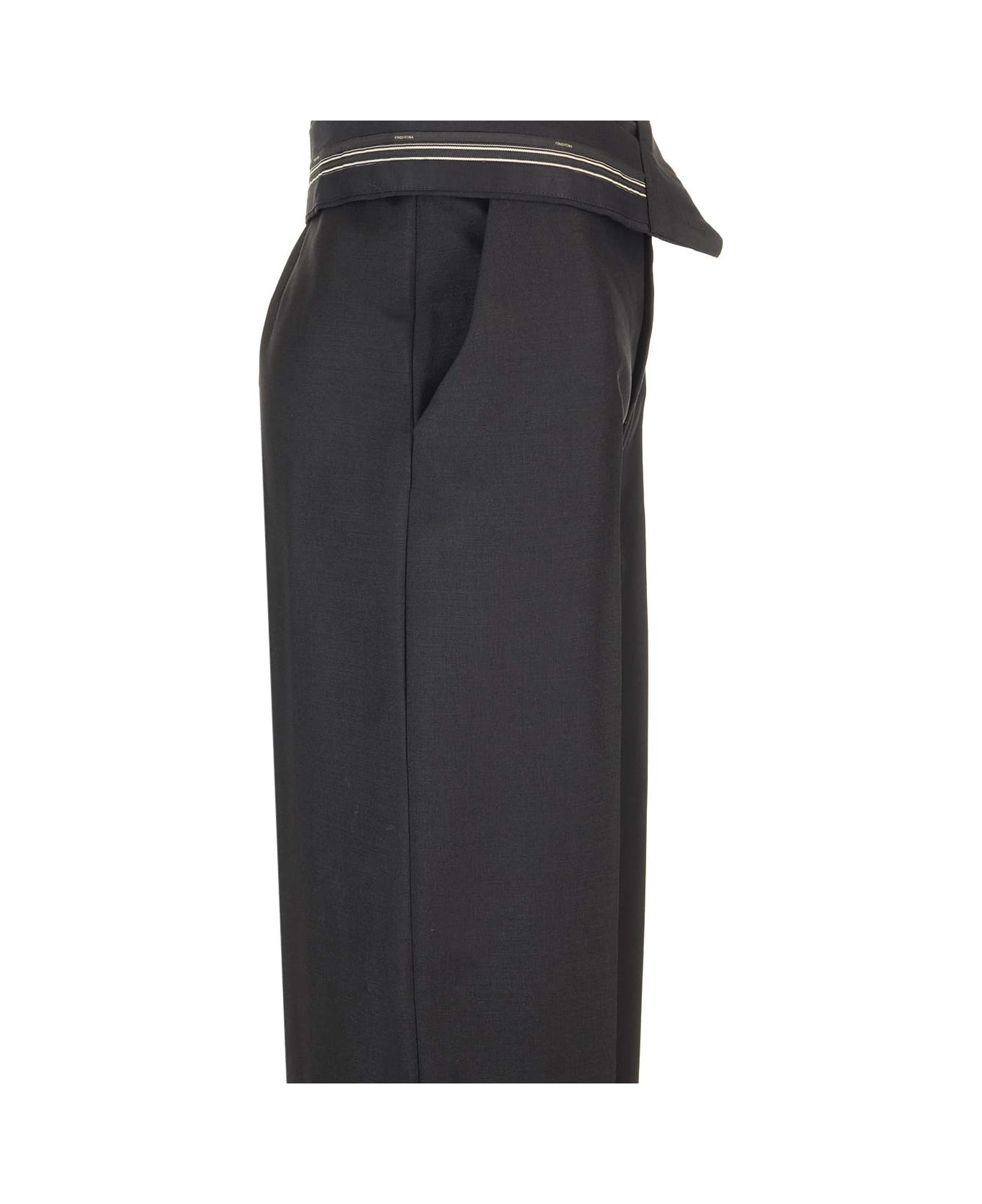 Fendi Black Mohair And Wool Trousers - Black
