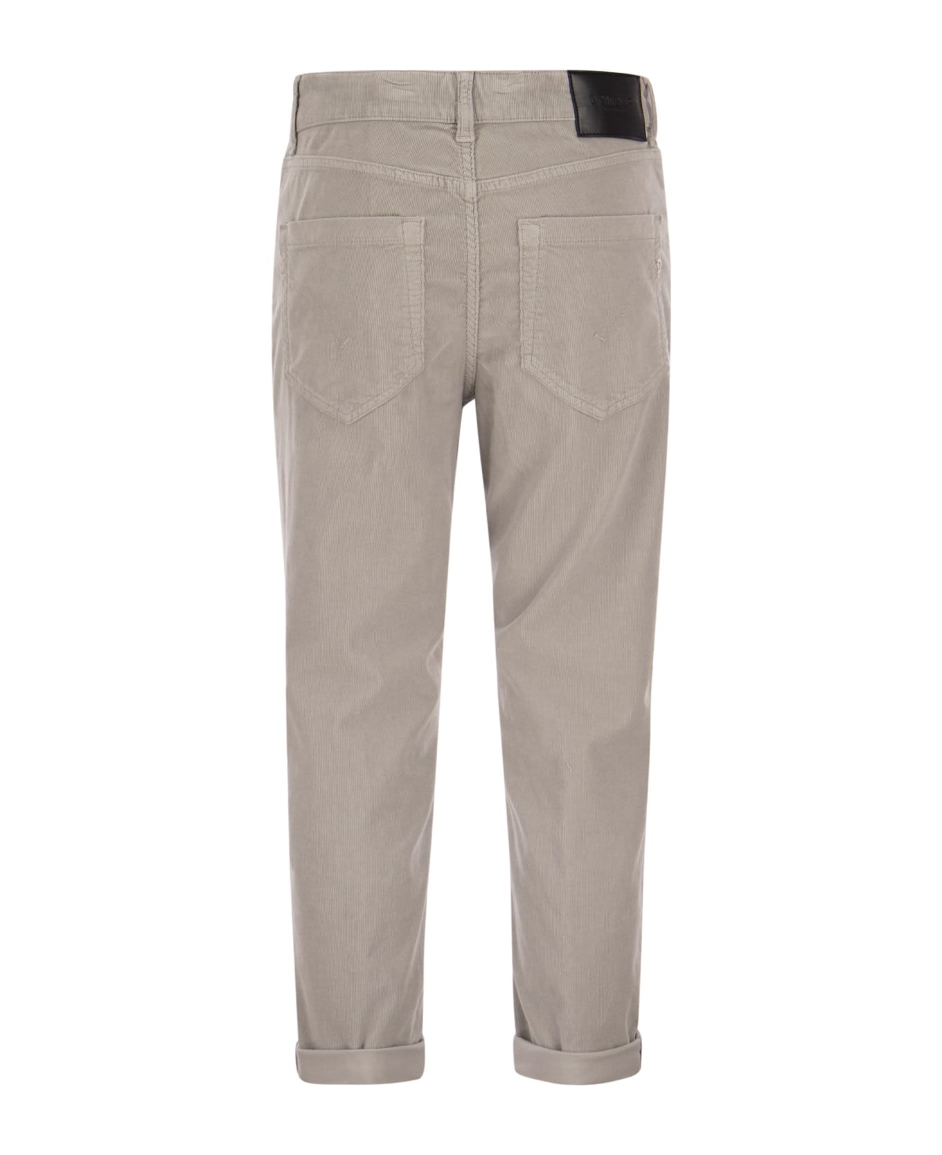 Dondup Koons - Multi-striped Velvet Trousers With Jewelled Buttons - Grey