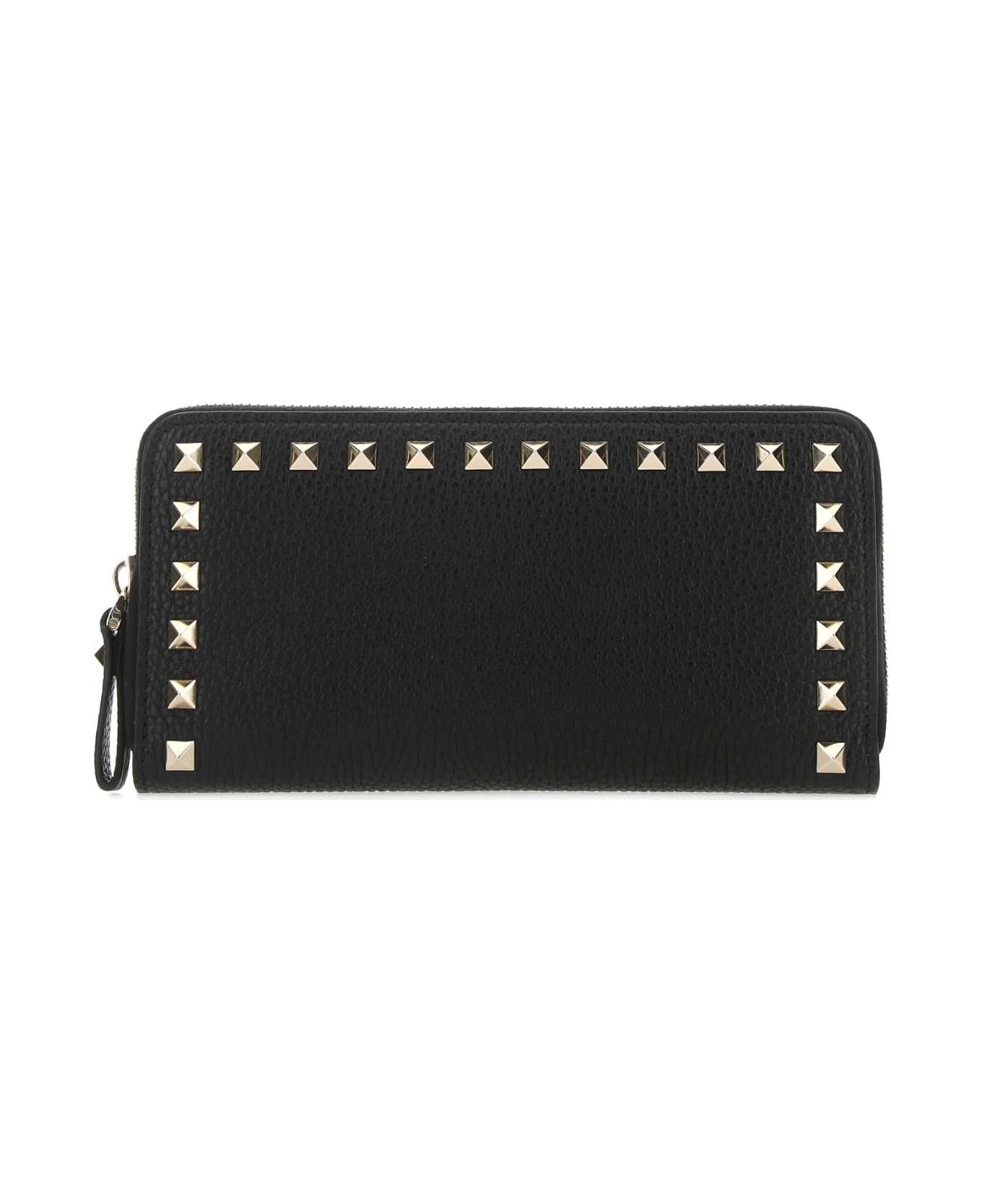 Valentino Garavani Black Leather Rockstud Wallet - NERO