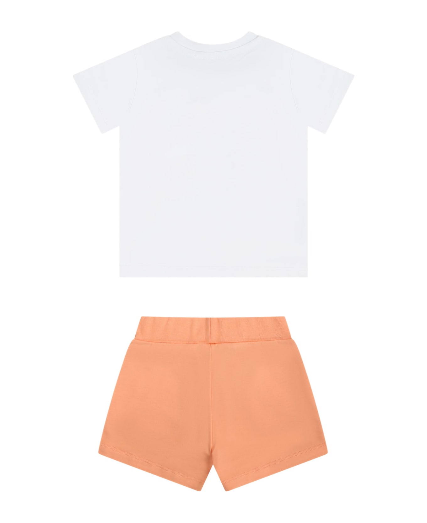MSGM Orange Set For Baby Girl With Logo - Orange
