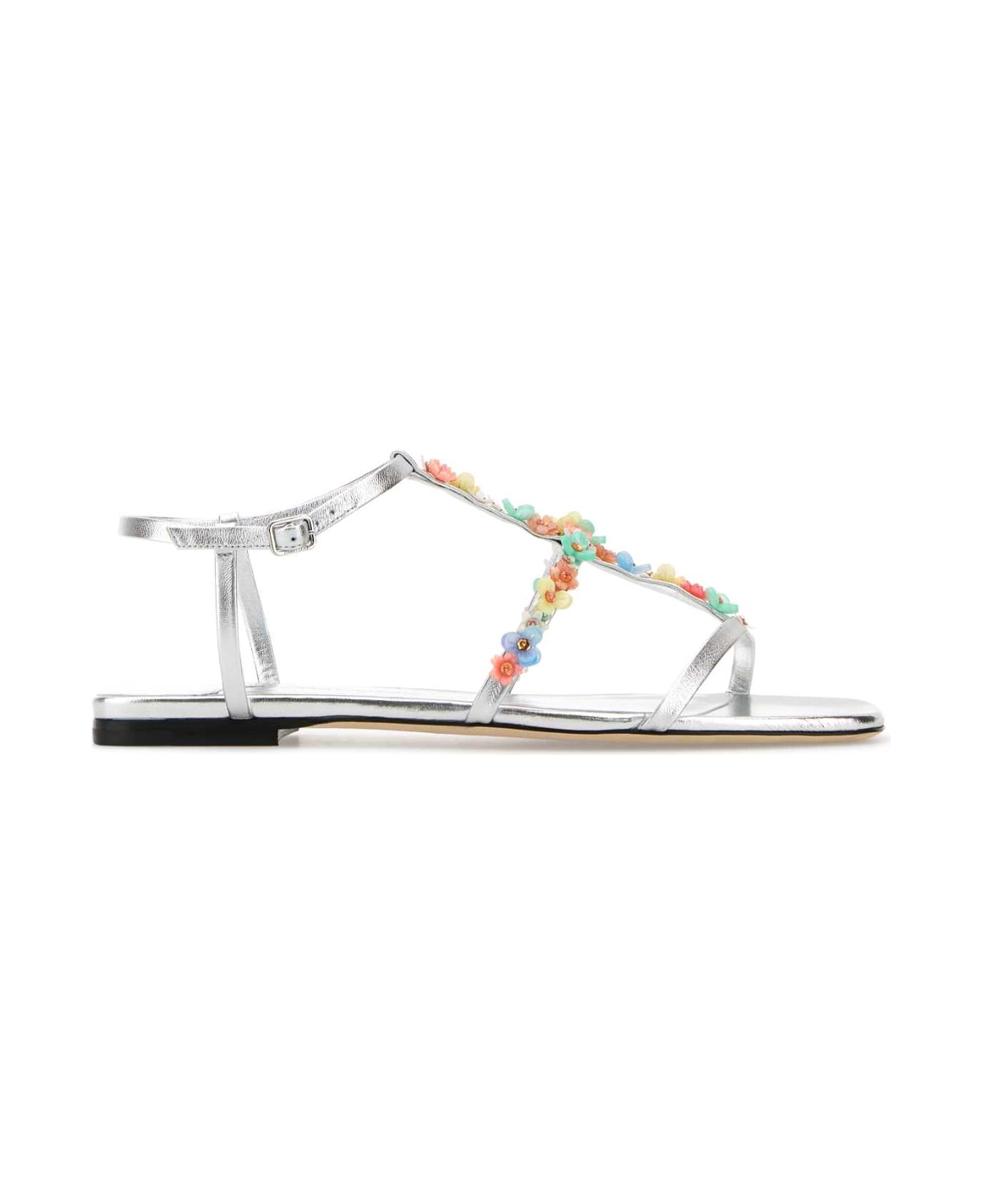Jimmy Choo Silver Nappa Leather Daisy Sandals - SILVERMULTI