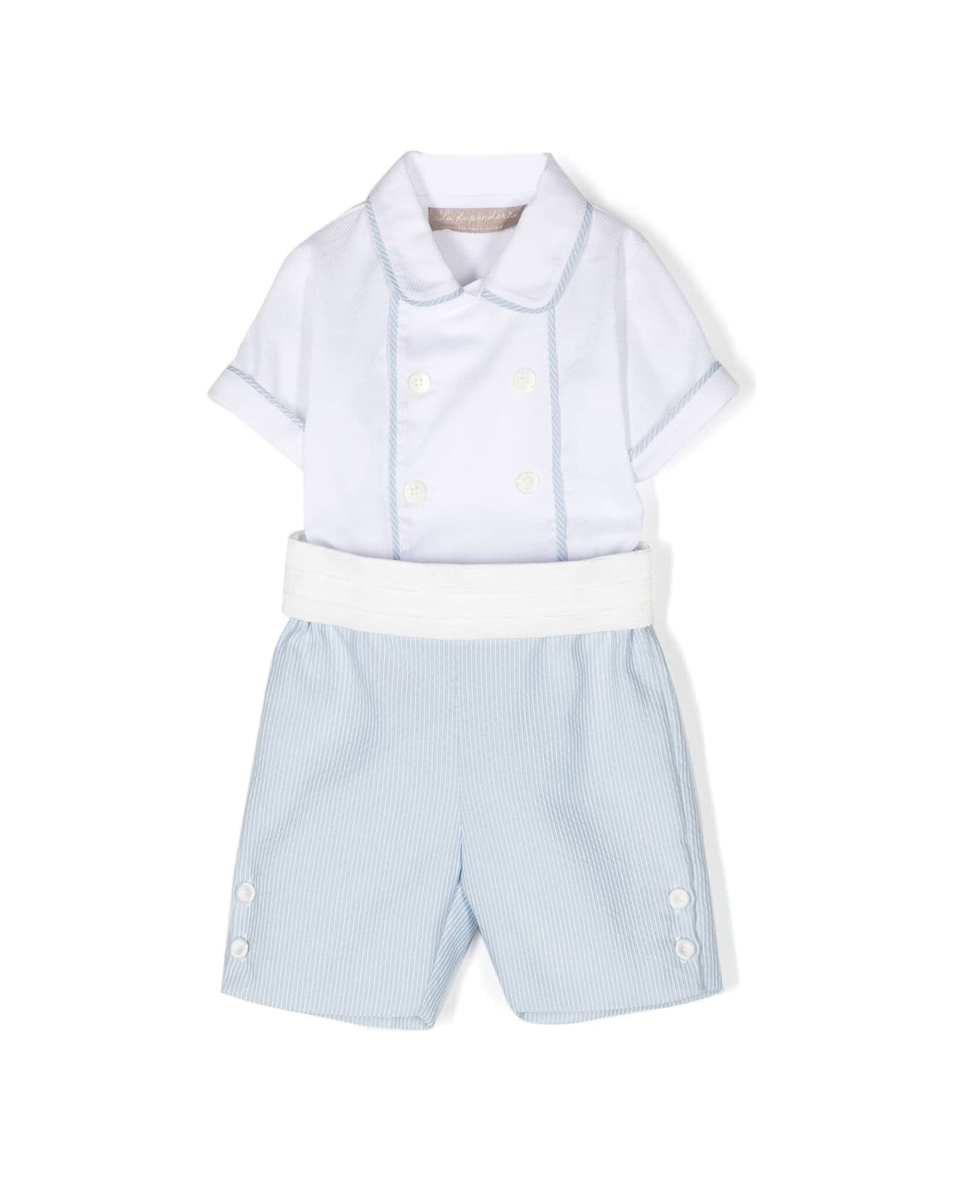 La stupenderia Coordinated Shirt And Bermuda Shorts - Light blue ボディスーツ＆セットアップ