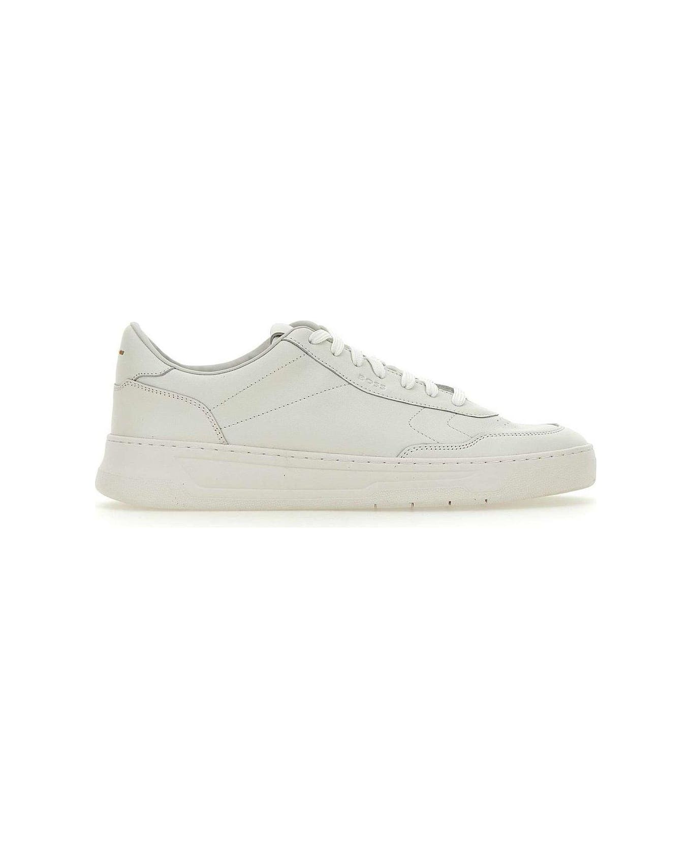 Hugo Boss Logo Debossed Lace-up Sneakers - White