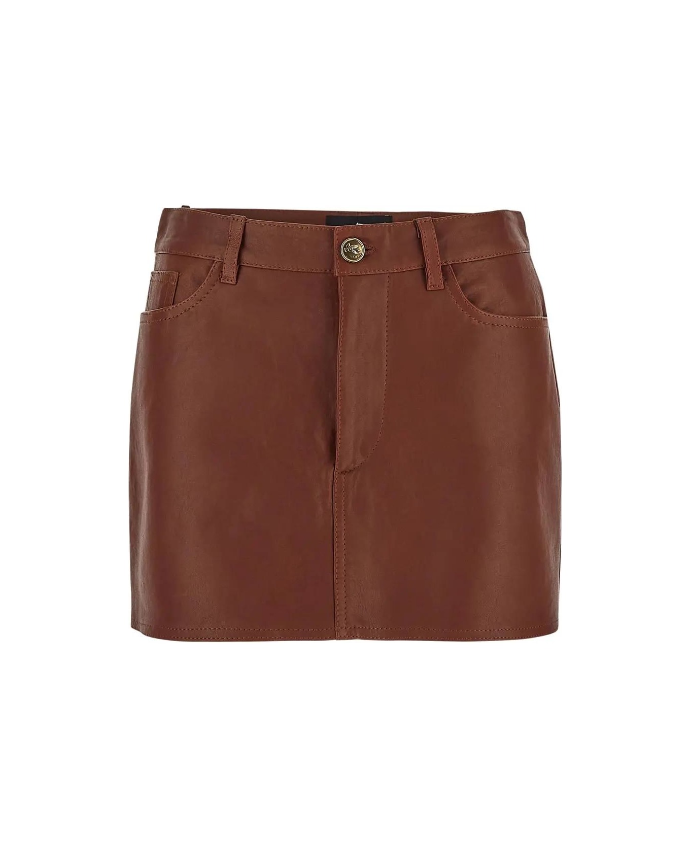 Etro Leather Mini Skirt - BROWN スカート