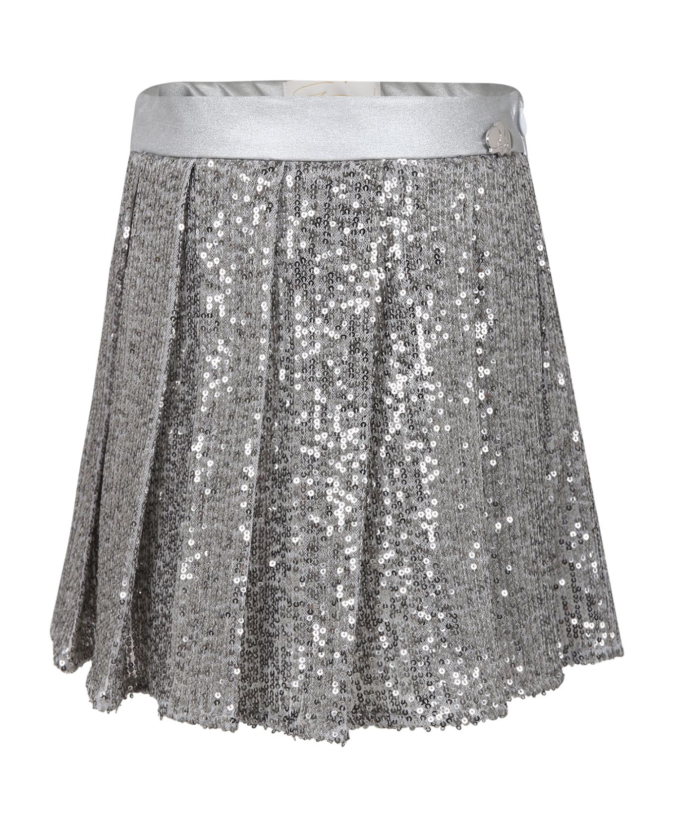 Genny Silver Skirt For Girl With Sequins - Silver