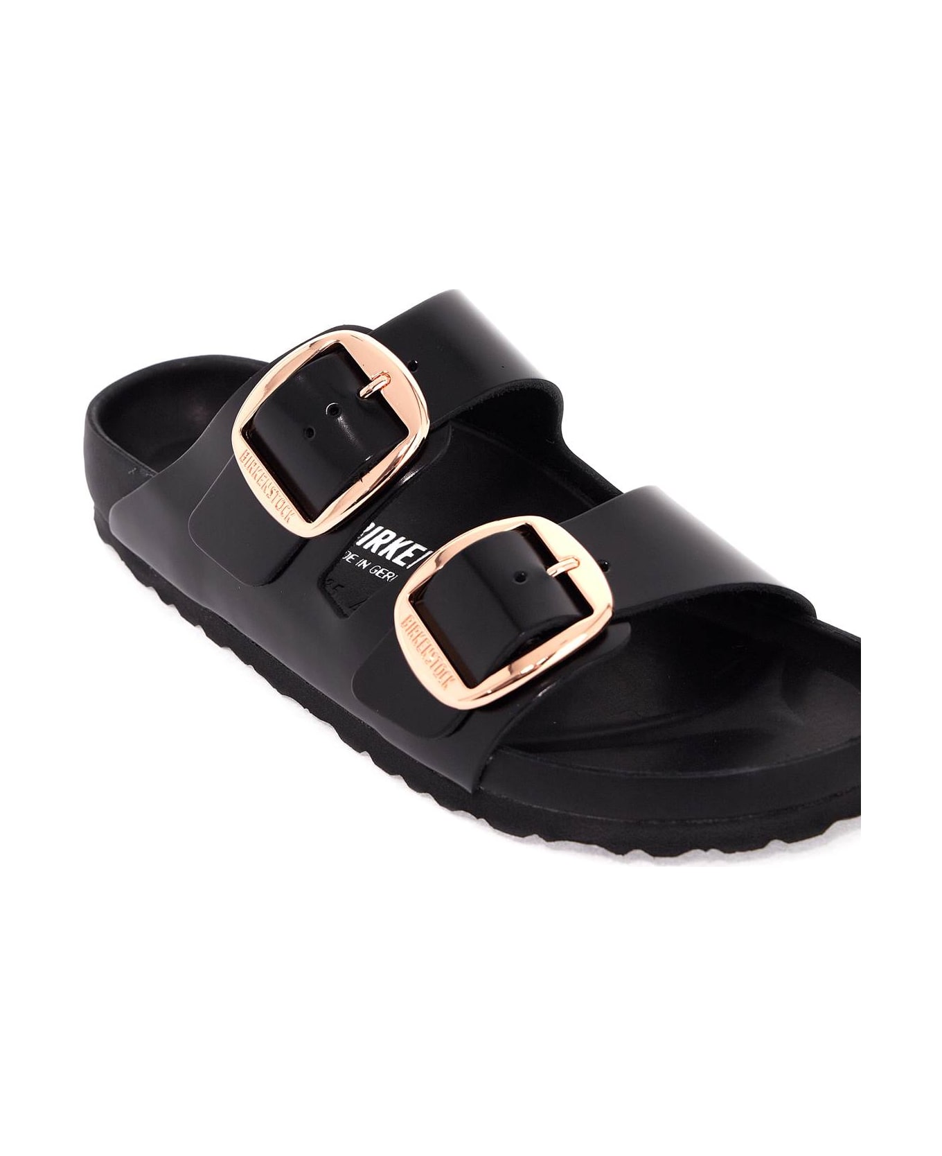 Birkenstock Black Leather Arizona Slippers - BLACK (Black)