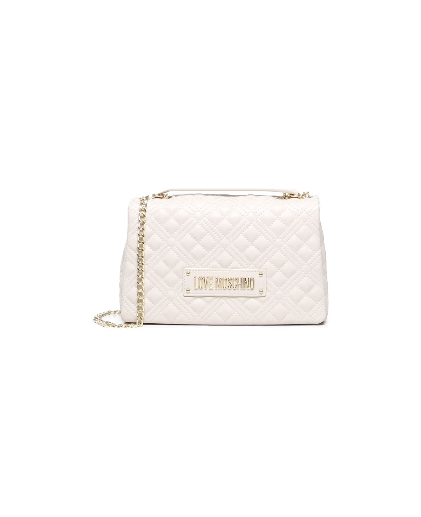 Love Moschino Bag With Shoulder Strap With Logo - Ivory ショルダーバッグ