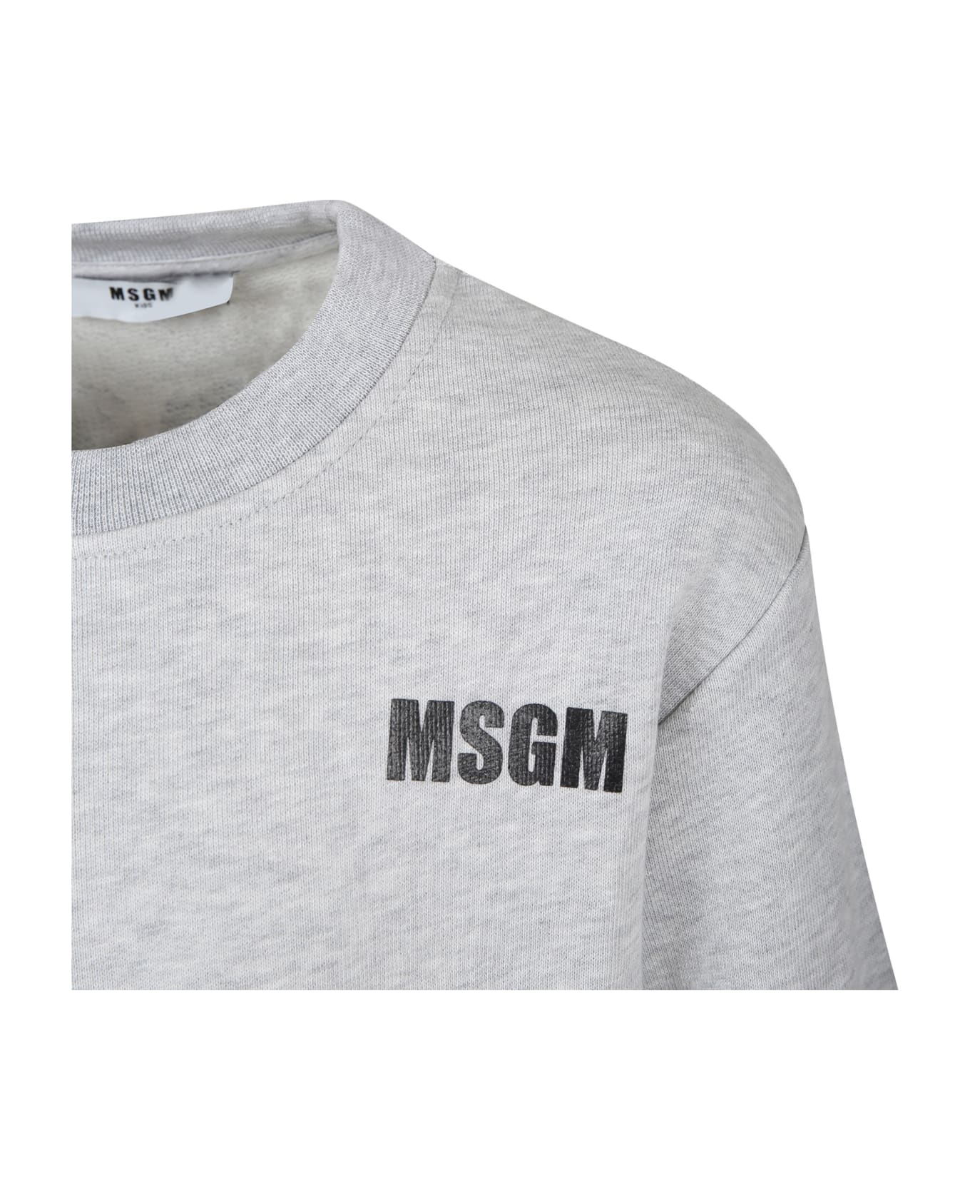 MSGM Gray Sweatshirt For Kids With Logo - Grey ニットウェア＆スウェットシャツ