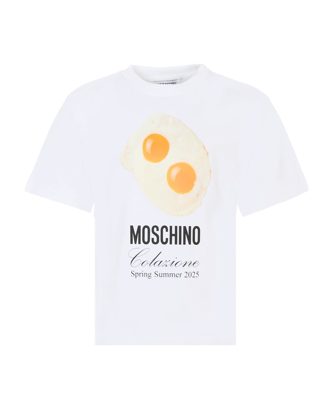 Moschino White T-shirt For Kids With Egg Print - White