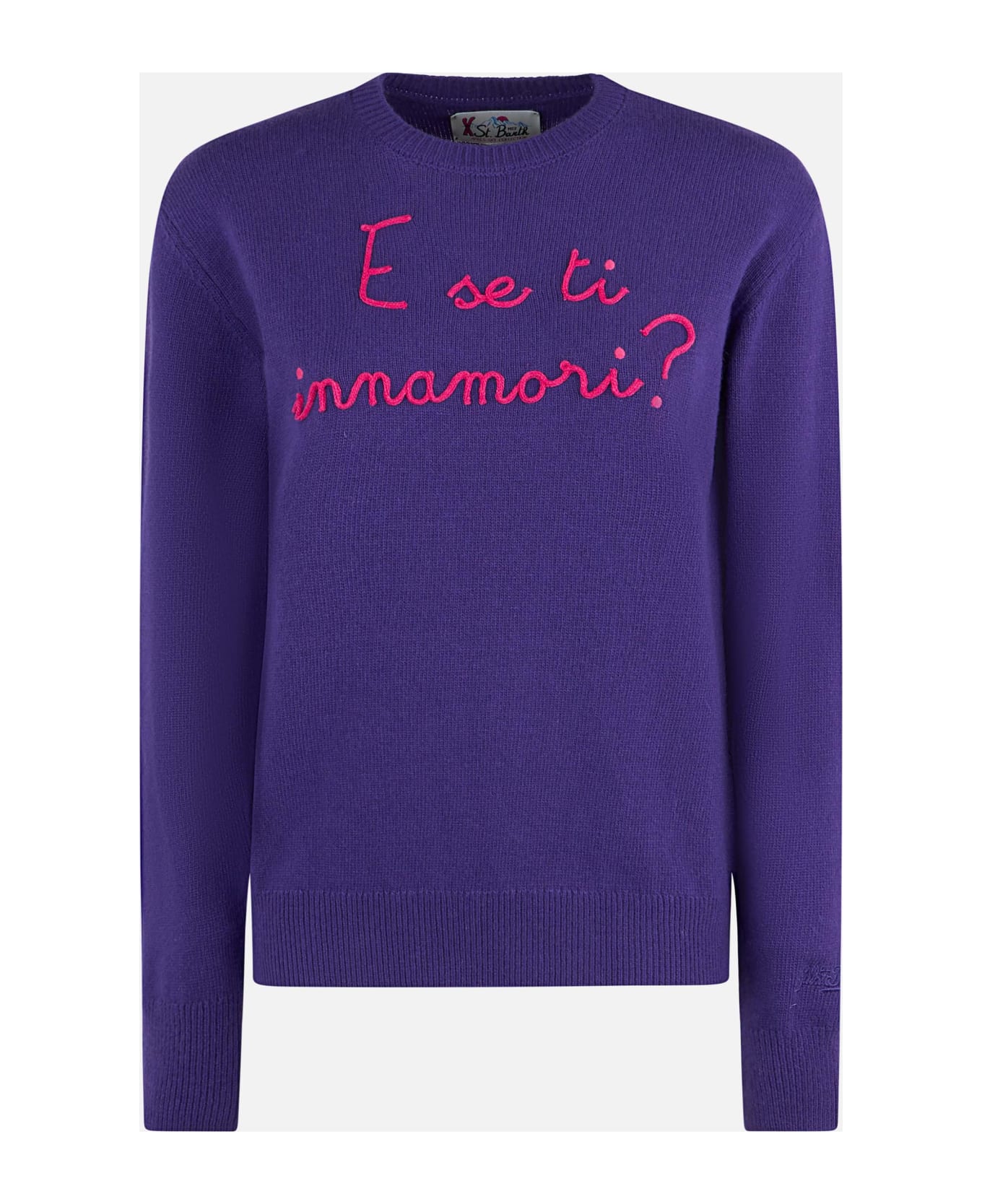 MC2 Saint Barth Woman Crewneck Purple Sweater With E Se Ti Innamori? Embroidery | Niki Dj Special Edition - PINK
