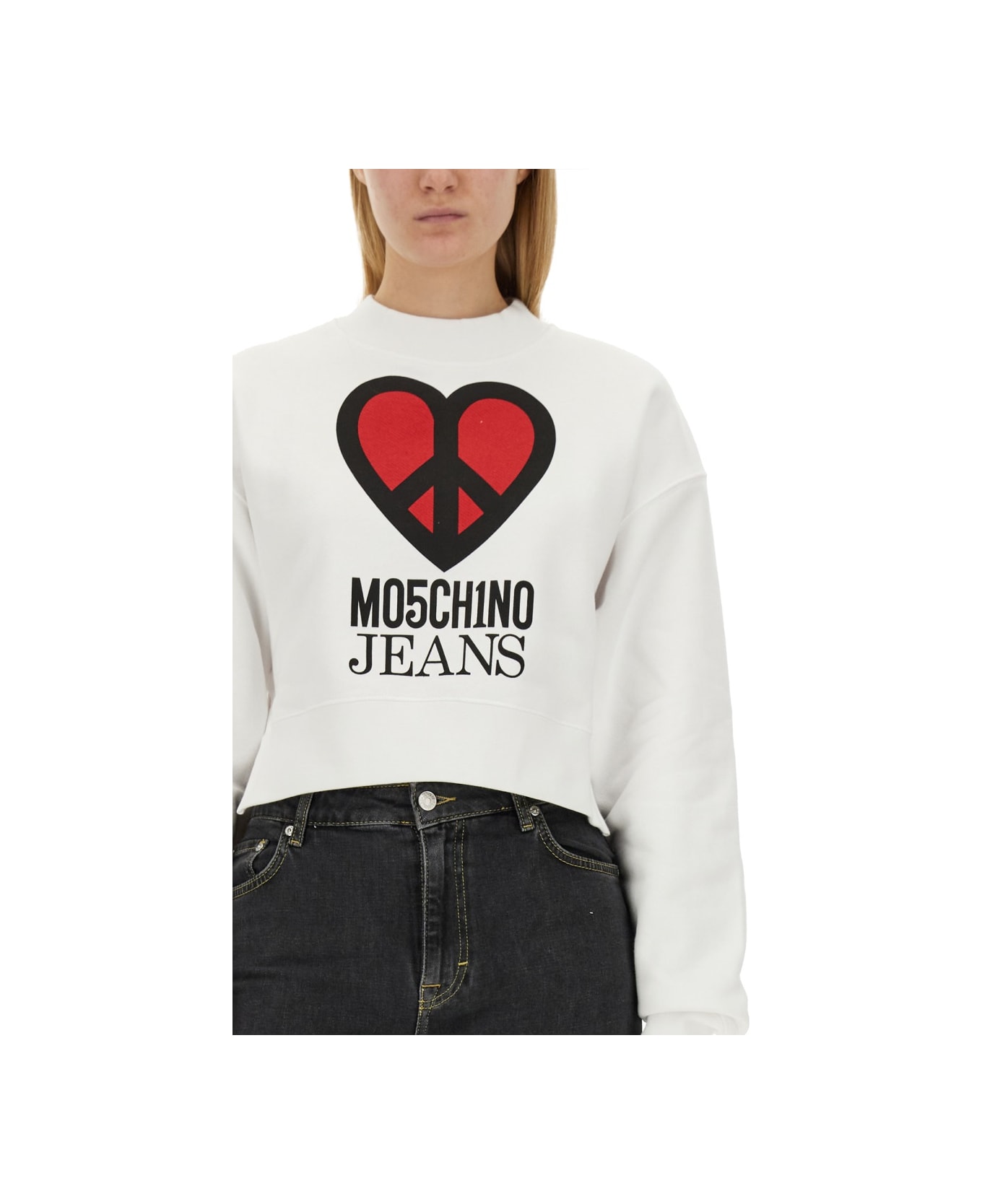 M05CH1N0 Jeans Sweatshirt With Logo - WHITE