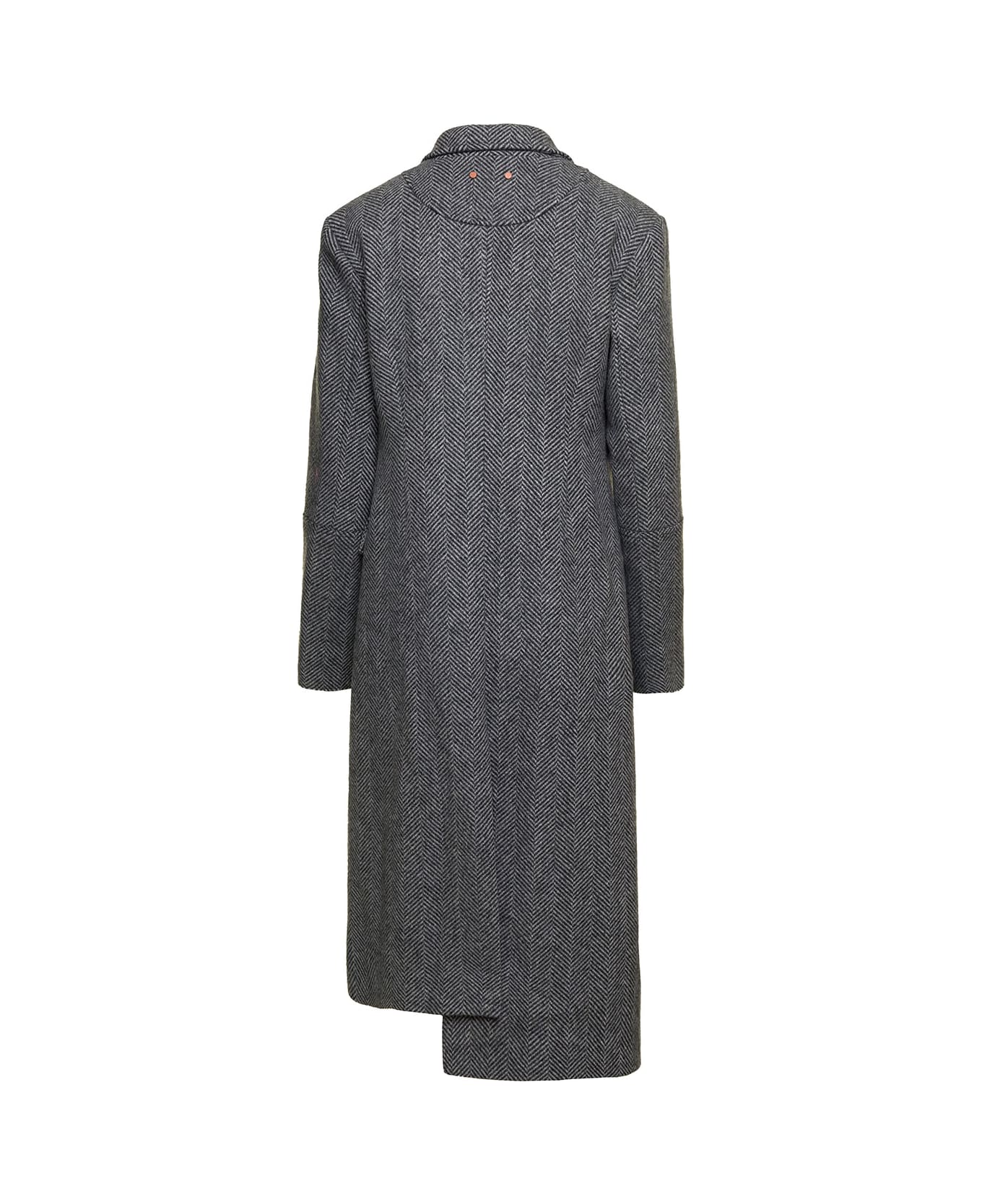Andersson Bell 'enya' Grey Asymmetric Double-breasted Coat With Herringbone Pattern In Wool Woman - Grey