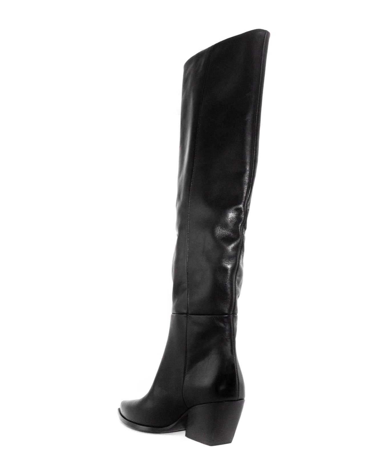 Elena Iachi Black Leather Knee Boots - Black ブーツ