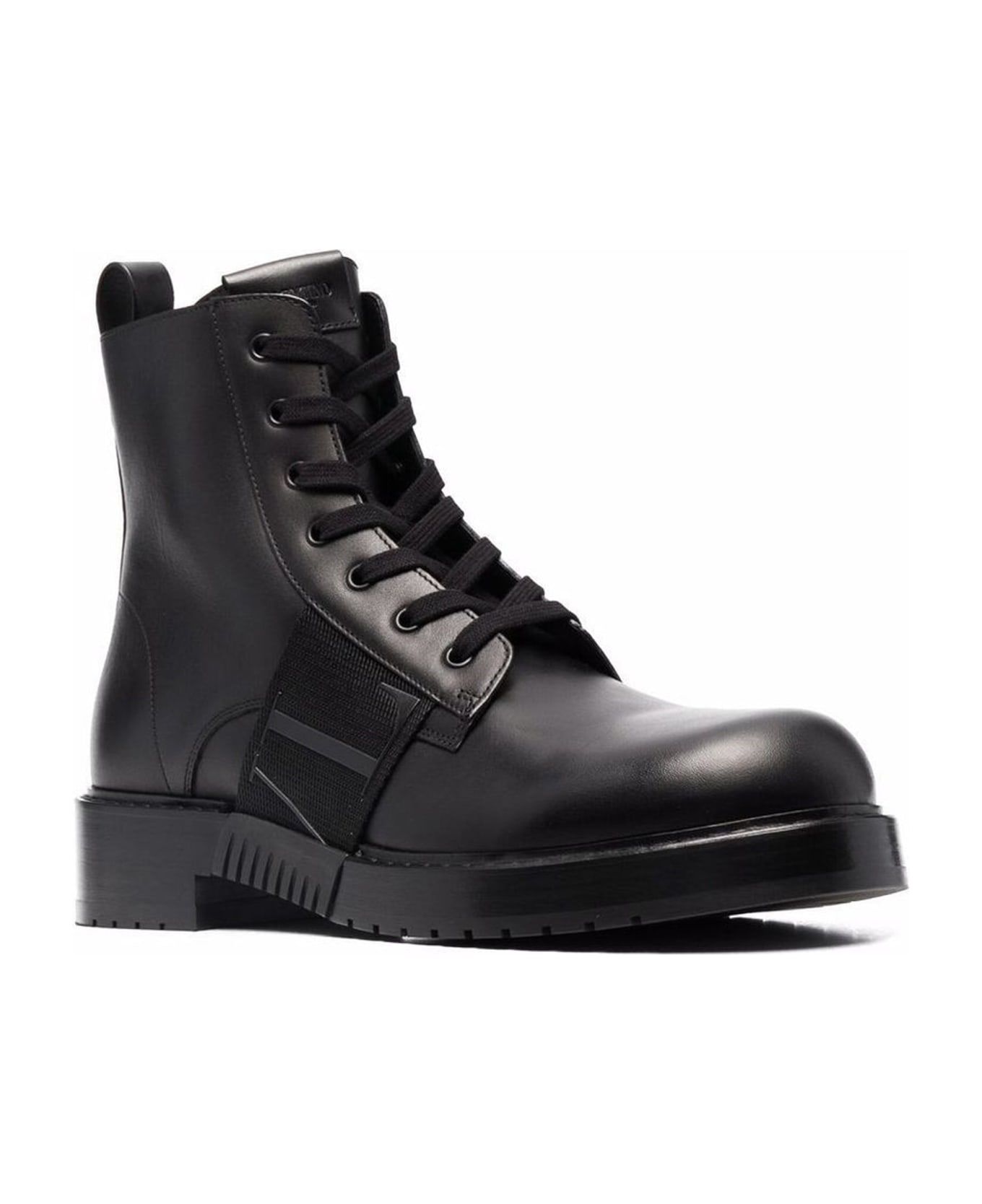 Valentino Garavani Garavani Leather Logo Boots - Black