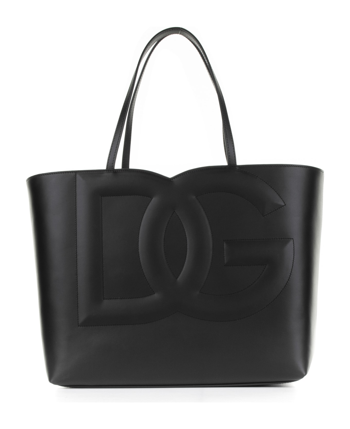 Dolce & Gabbana Medium Black Leather Shopping Bag - BLACK
