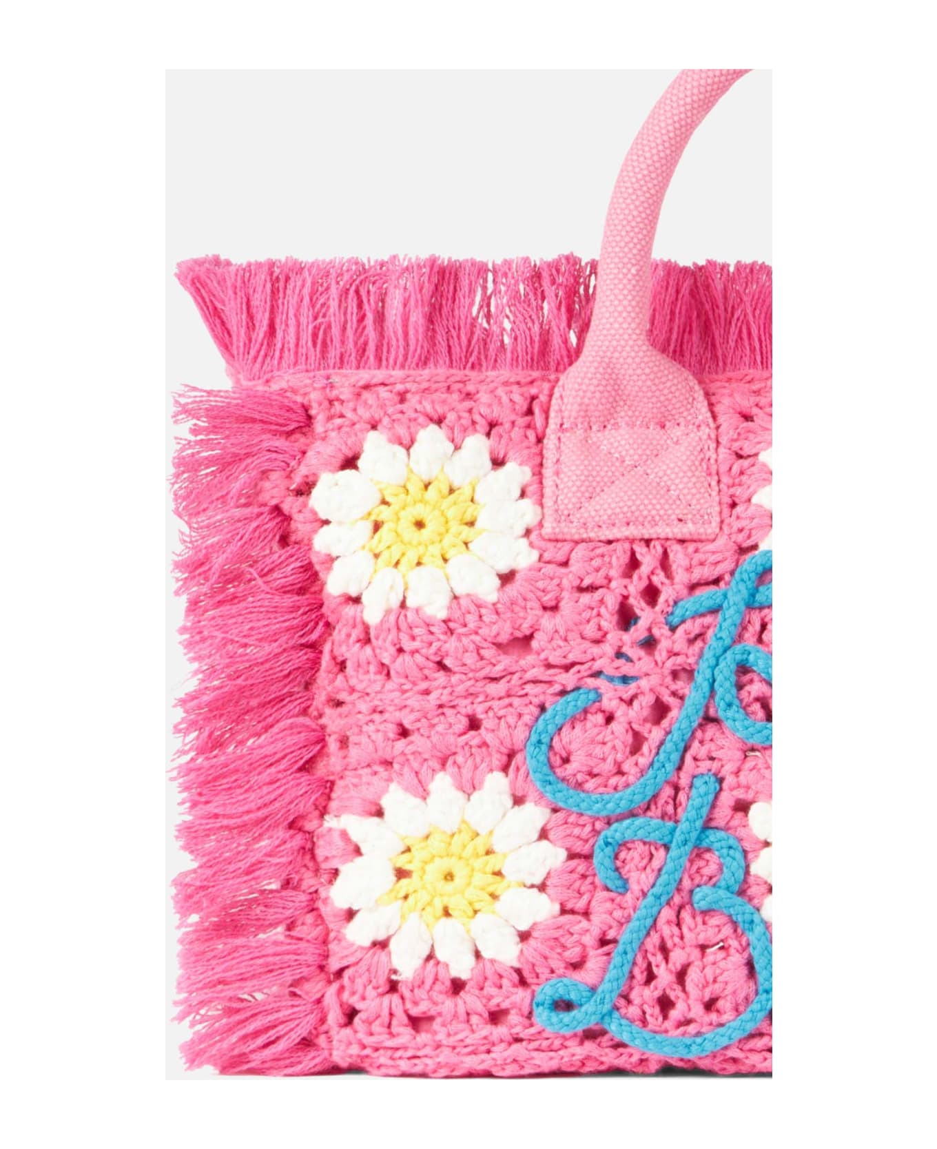 MC2 Saint Barth Colette Handbag With Crochet Flower Patches - PINK