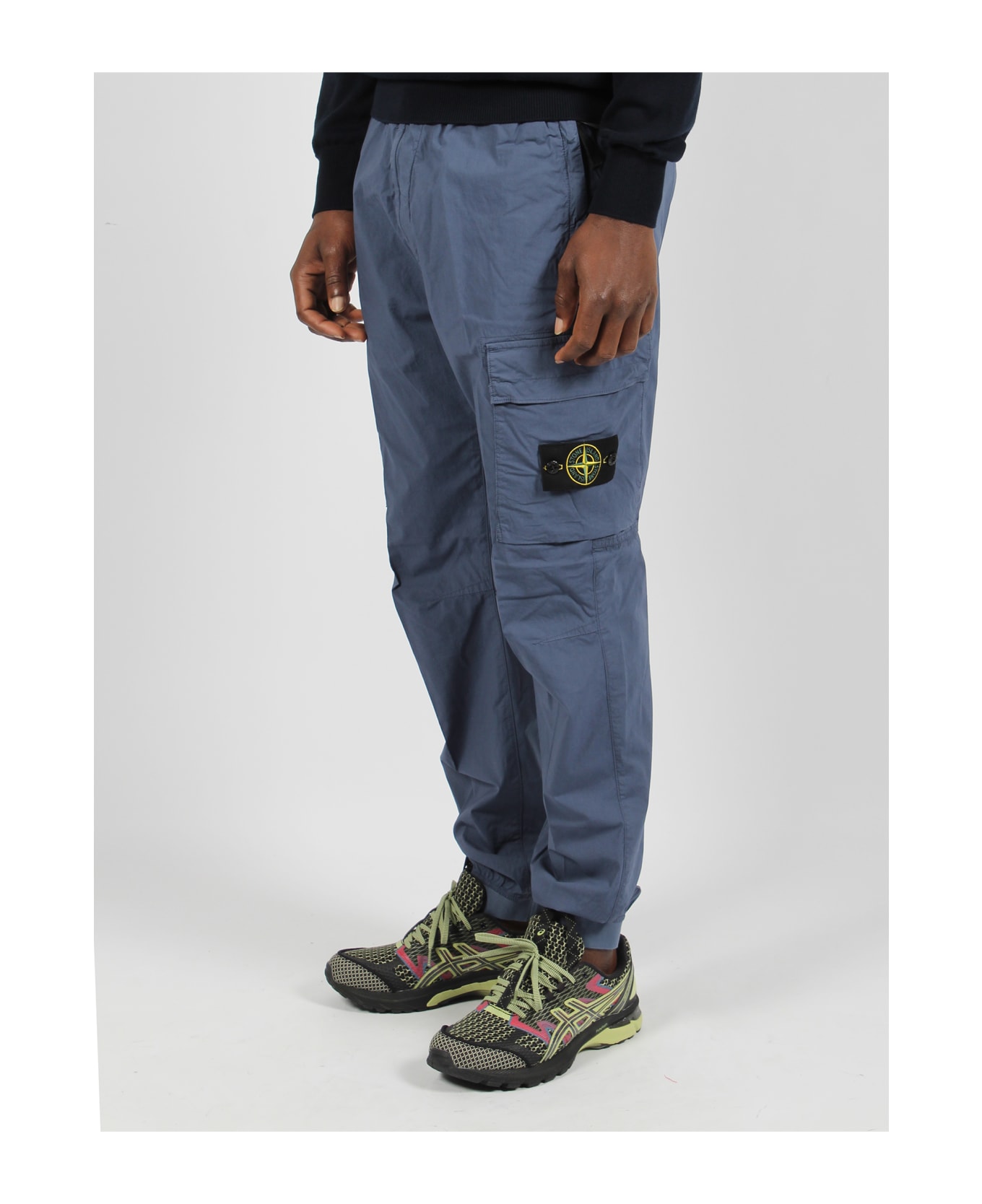 Stone Island Compass Patch Cargo Trousers - Blue