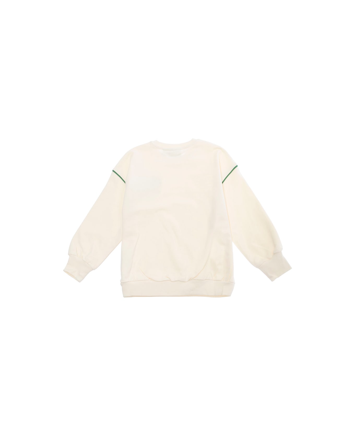 Mini Rodini White Crewneck Sweatshirt With Patch On The Front In Cotton Boy - White
