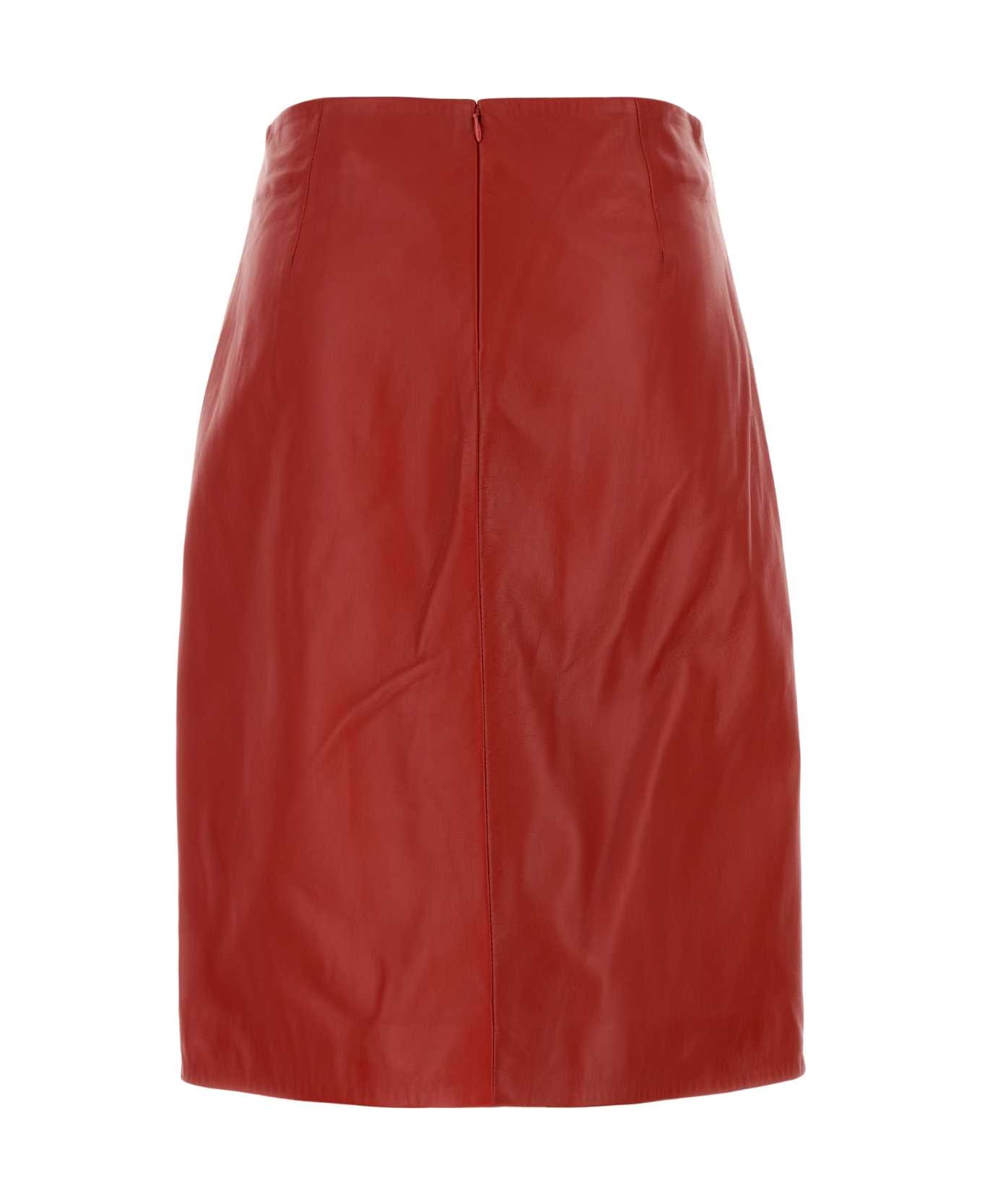 Loulou Studio Red Leather Ekare Skirt - TOMATO
