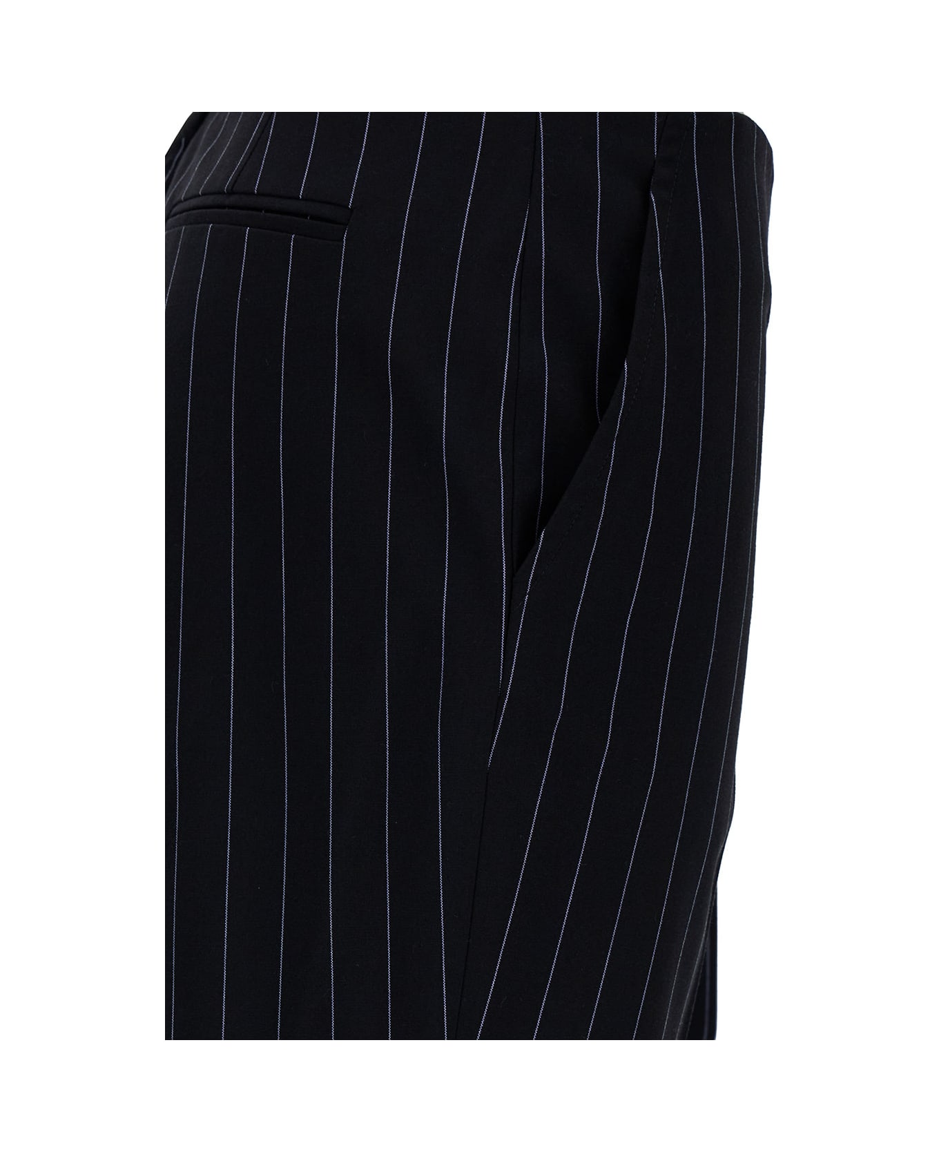The Attico Blue Slim Pinstripe Pants With Belt In Viscose Blend Woman - Blu ボトムス