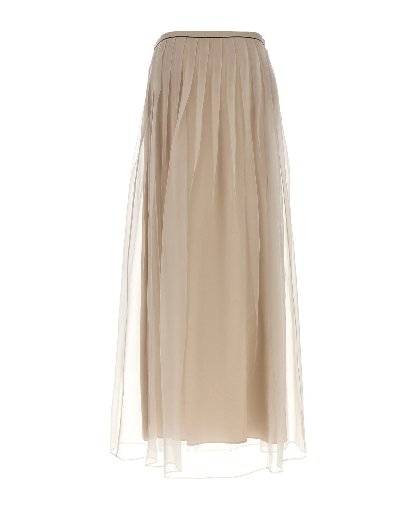Brunello Cucinelli Silk Tulle Skirt - White