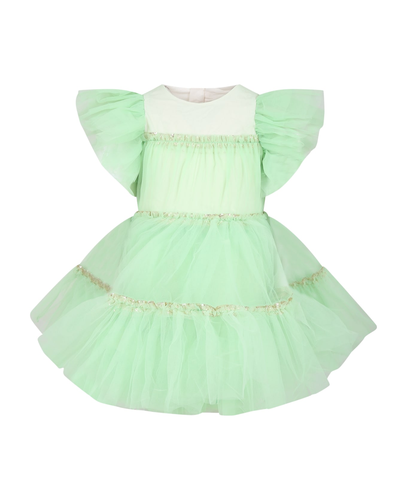 Billieblush Green Tulle Dress For Girl - Green