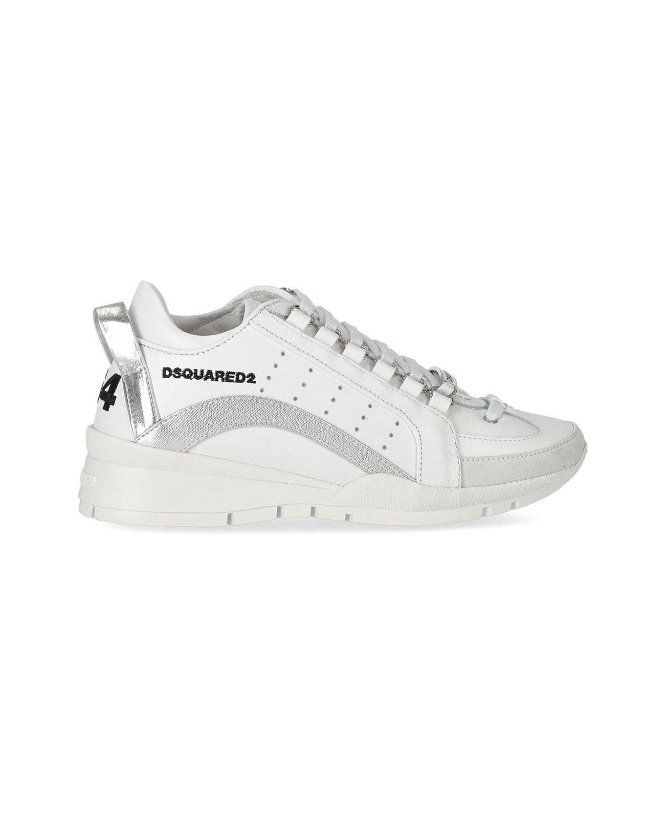 Dsquared2 Logo Embroidered Lace-up Sneakers - Bianco