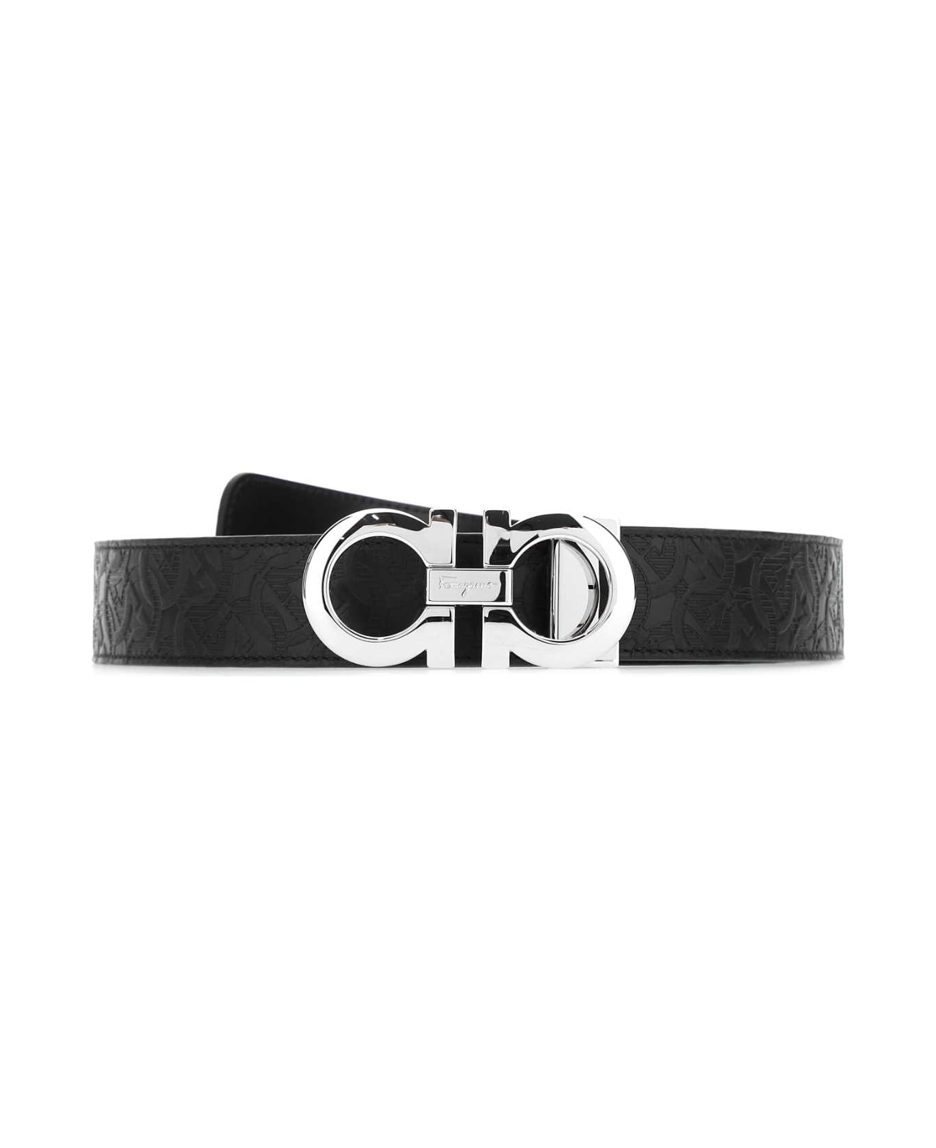 Ferragamo Black Leather Reversible Belt - NERO