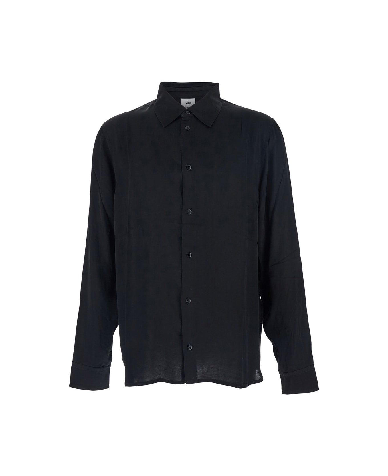 Won Hundred 
adriel
 Black Shirt With Classic Collar In Viscose Blend Man - Black